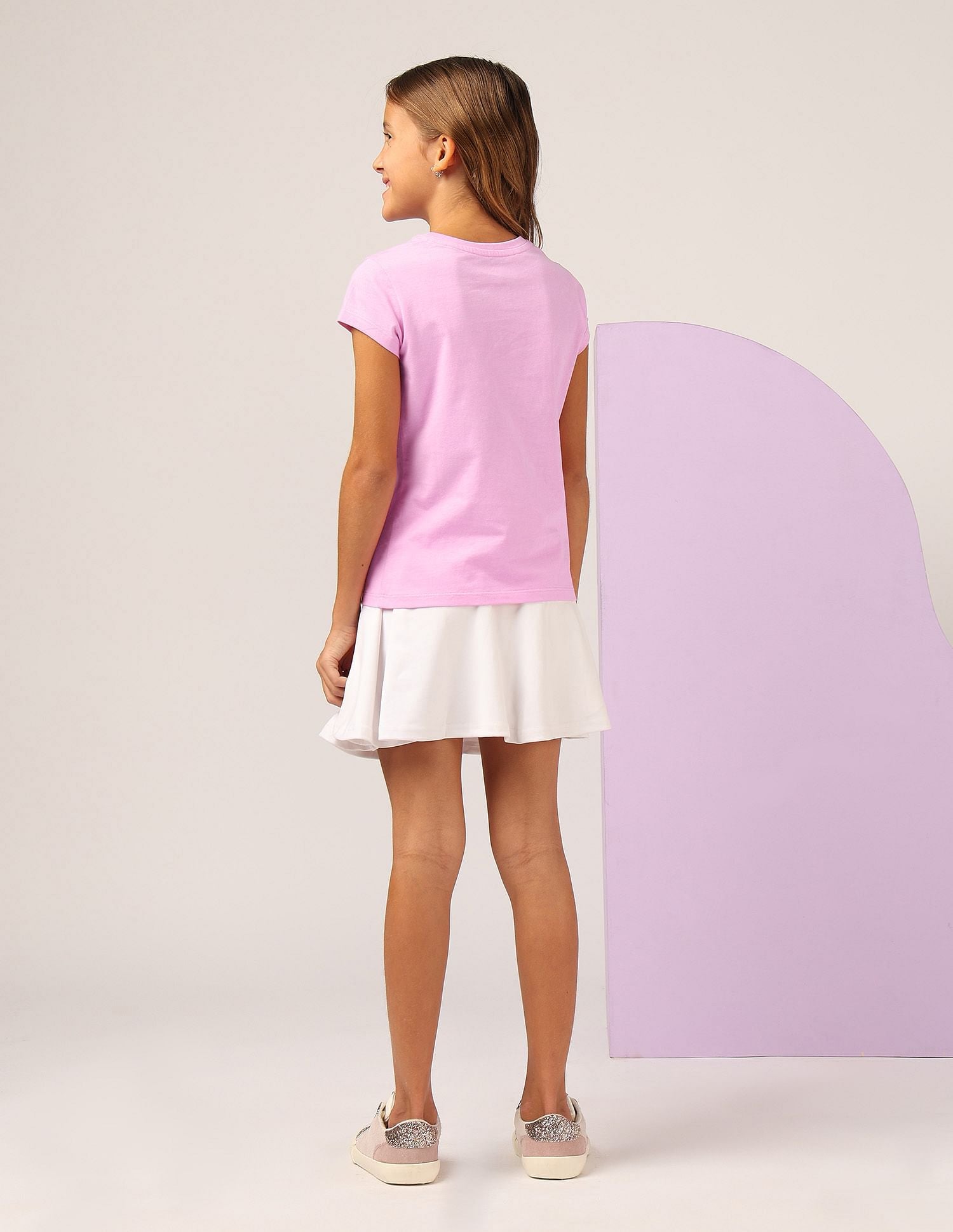 Girls Glitter Regular Fit T-Shirt Pink - U.S. POLO ASSN. | Large