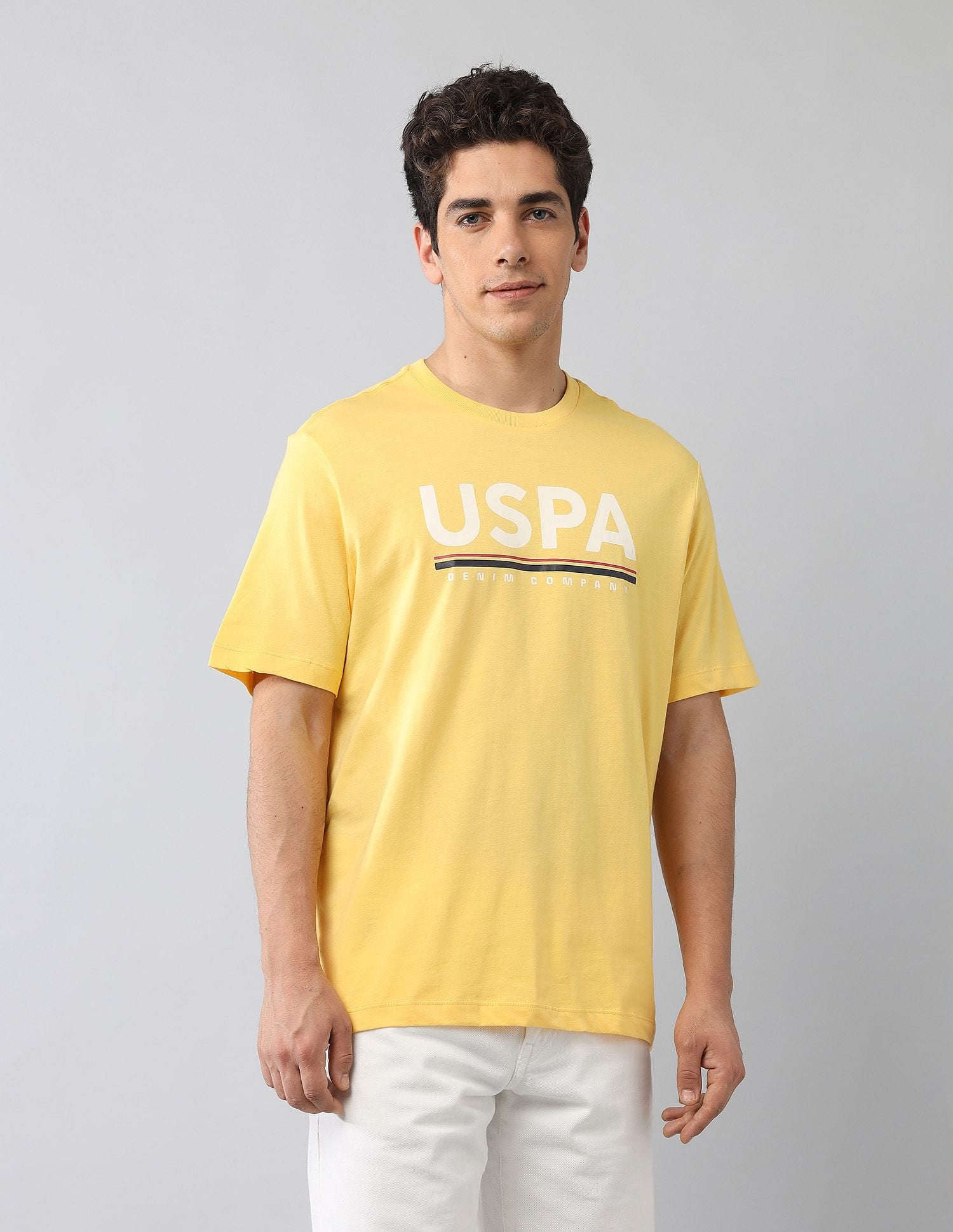 Muscle Fit Brand Printed T-Shirt Yellow - U.S. Polo Assn. India | Large