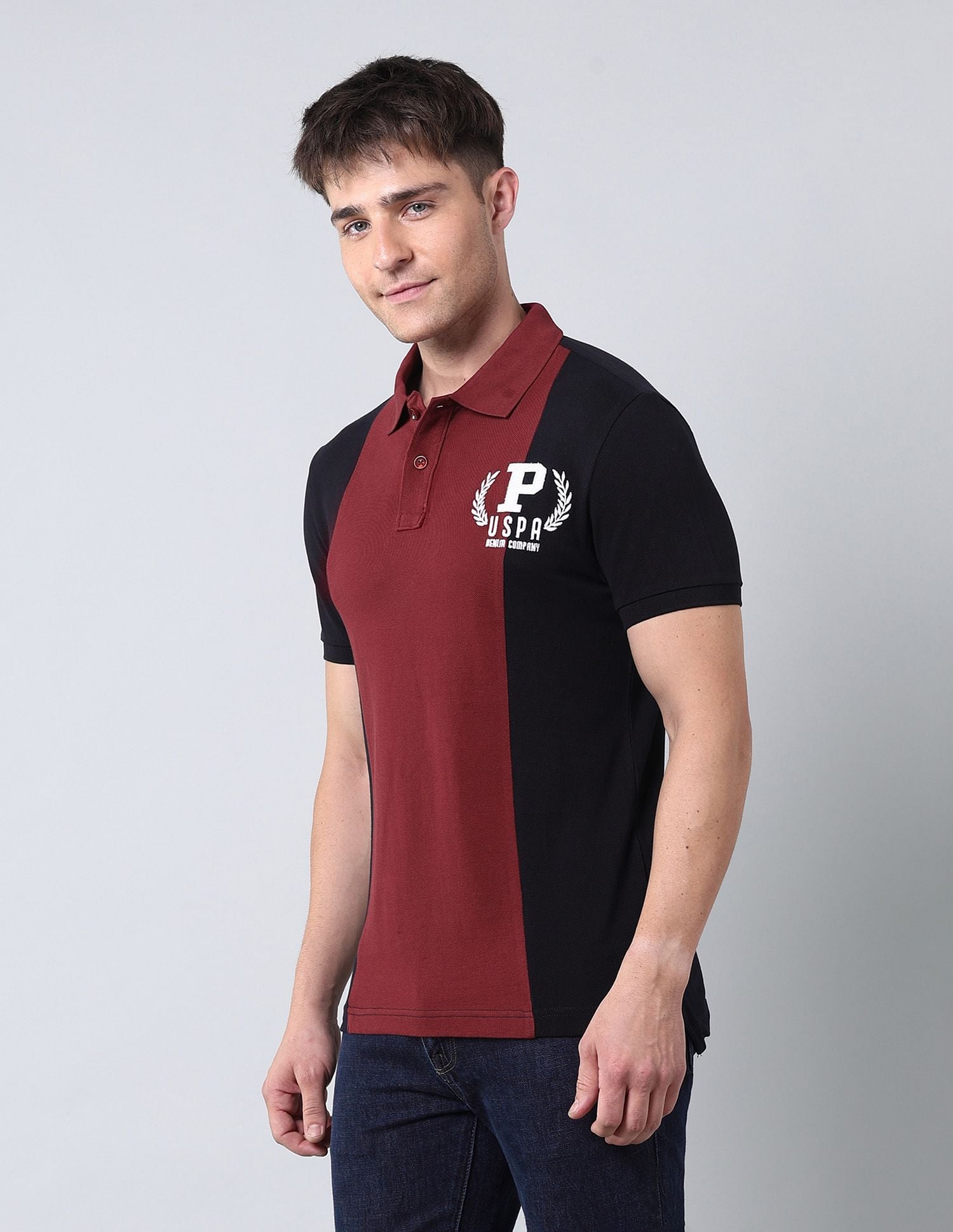Colour Blocked Muscle Fit Polo Shirt Navy - U.S. POLO ASSN. | Large