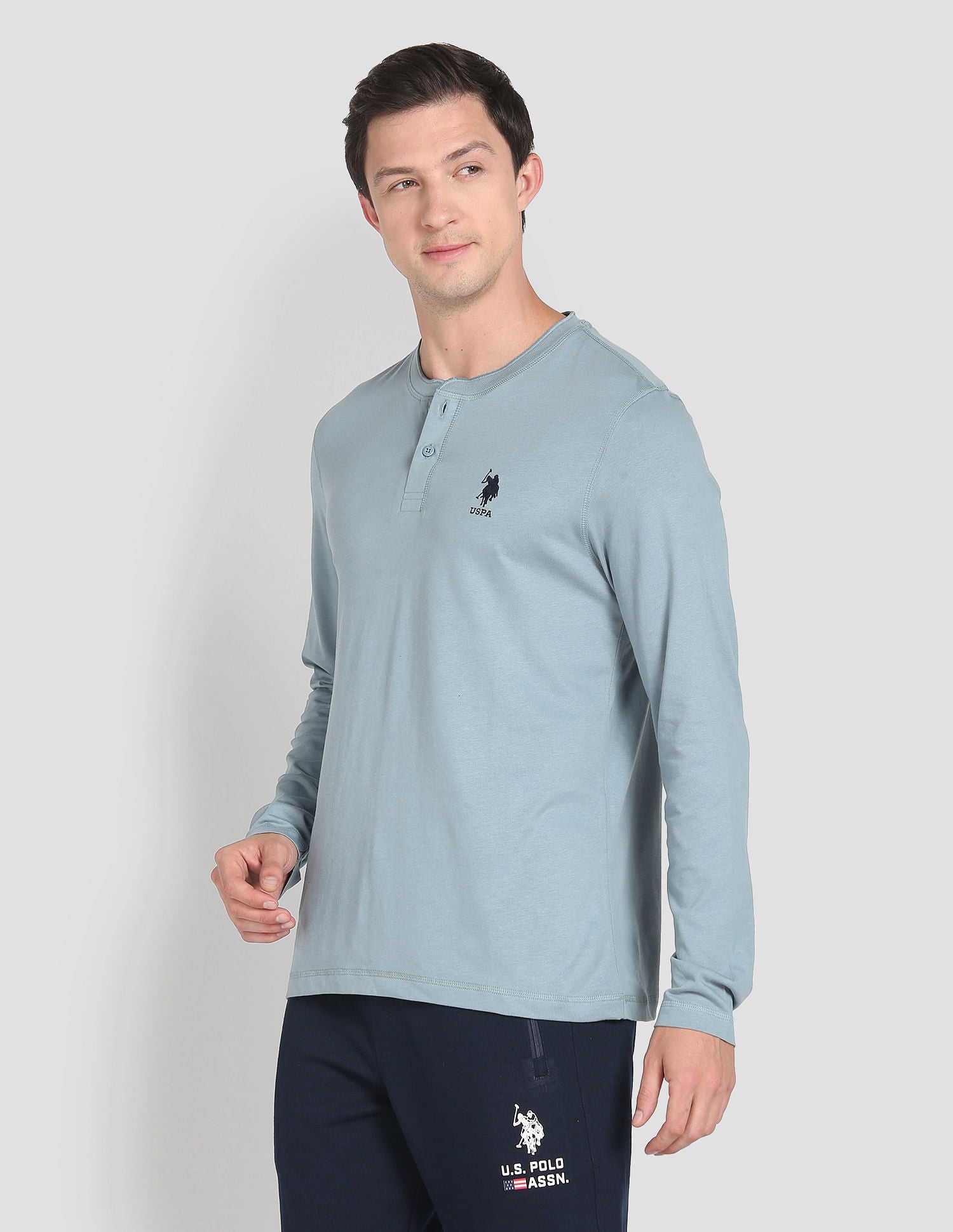 Henley Neck Solid I694 Lounge T-Shirt - Pack Of 1 Lead - U.S. POLO ASSN. | Large