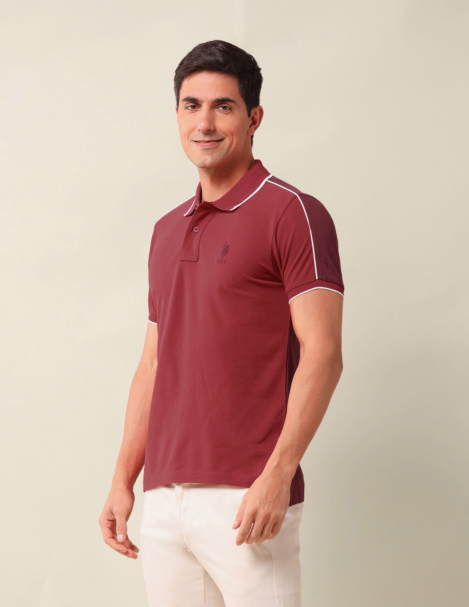 Colourblocked Slim Fit Polo Shirt Red - U.S. Polo Assn. India | Large