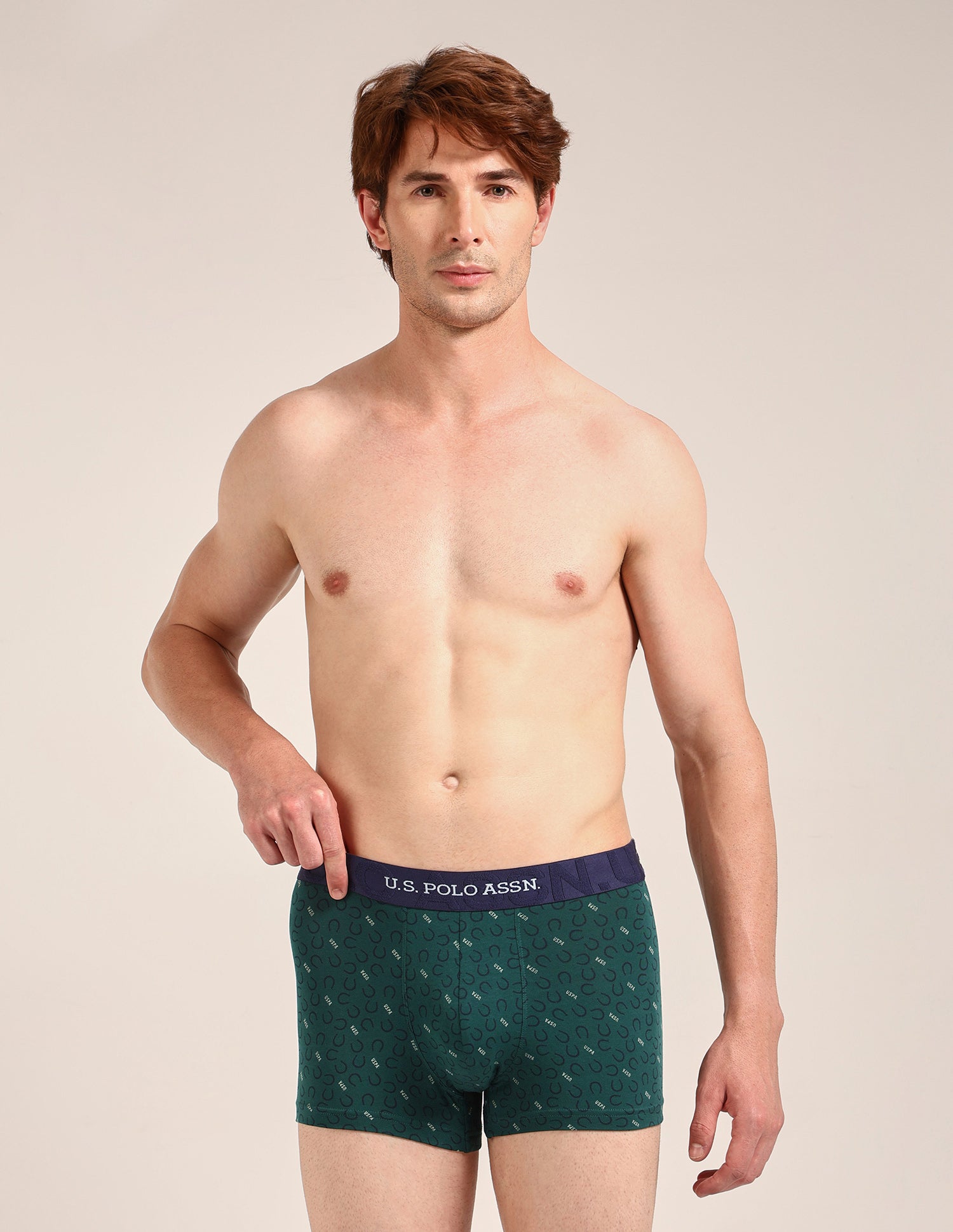 Printed Cotton Stretch Essential OET23 Trunk - Pack Of 2 Bistro Green/Oceana - U.S. Polo Assn. India | Large
