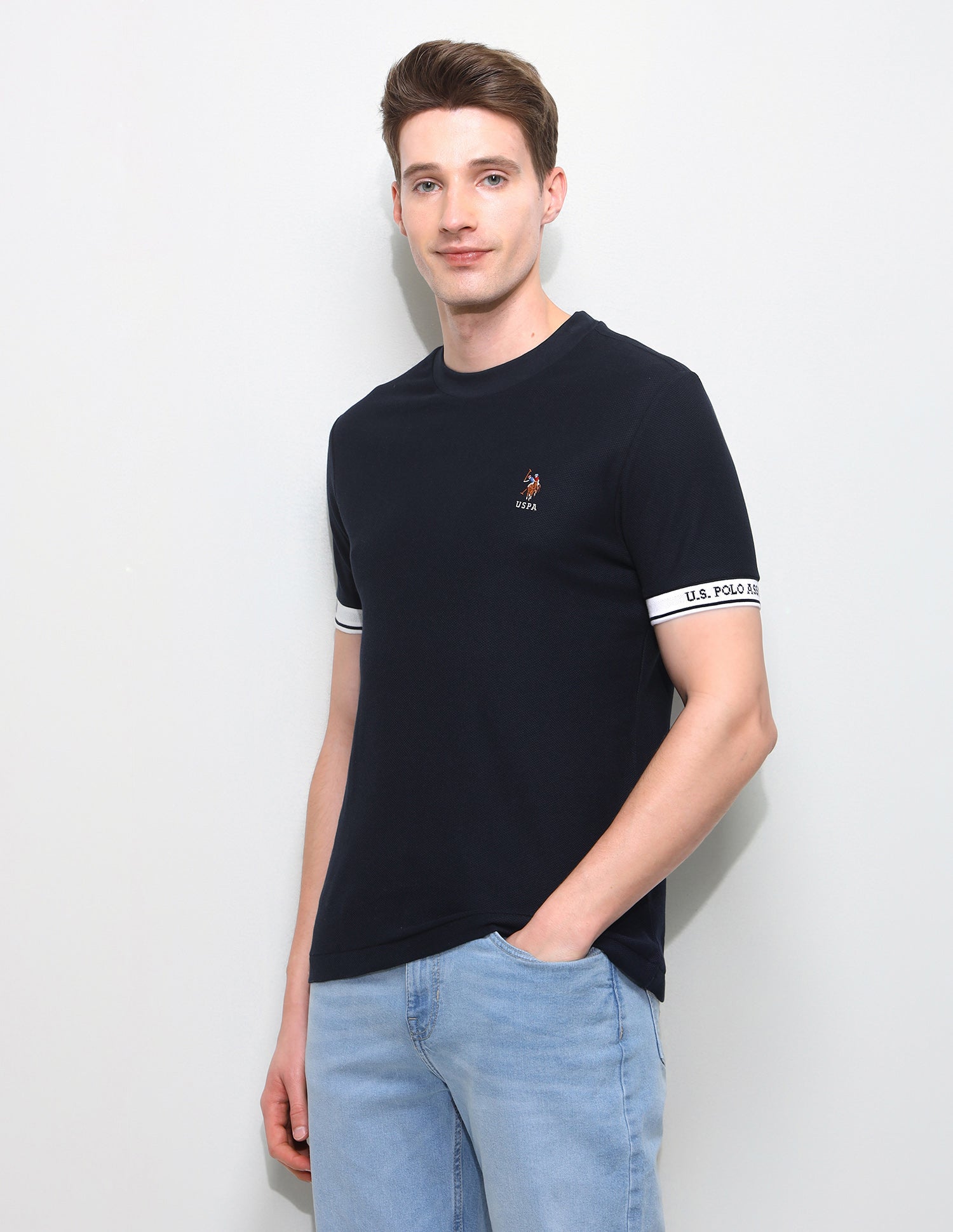 Solid Slim Fit T-Shirt Navy - U.S. Polo Assn. India | Large