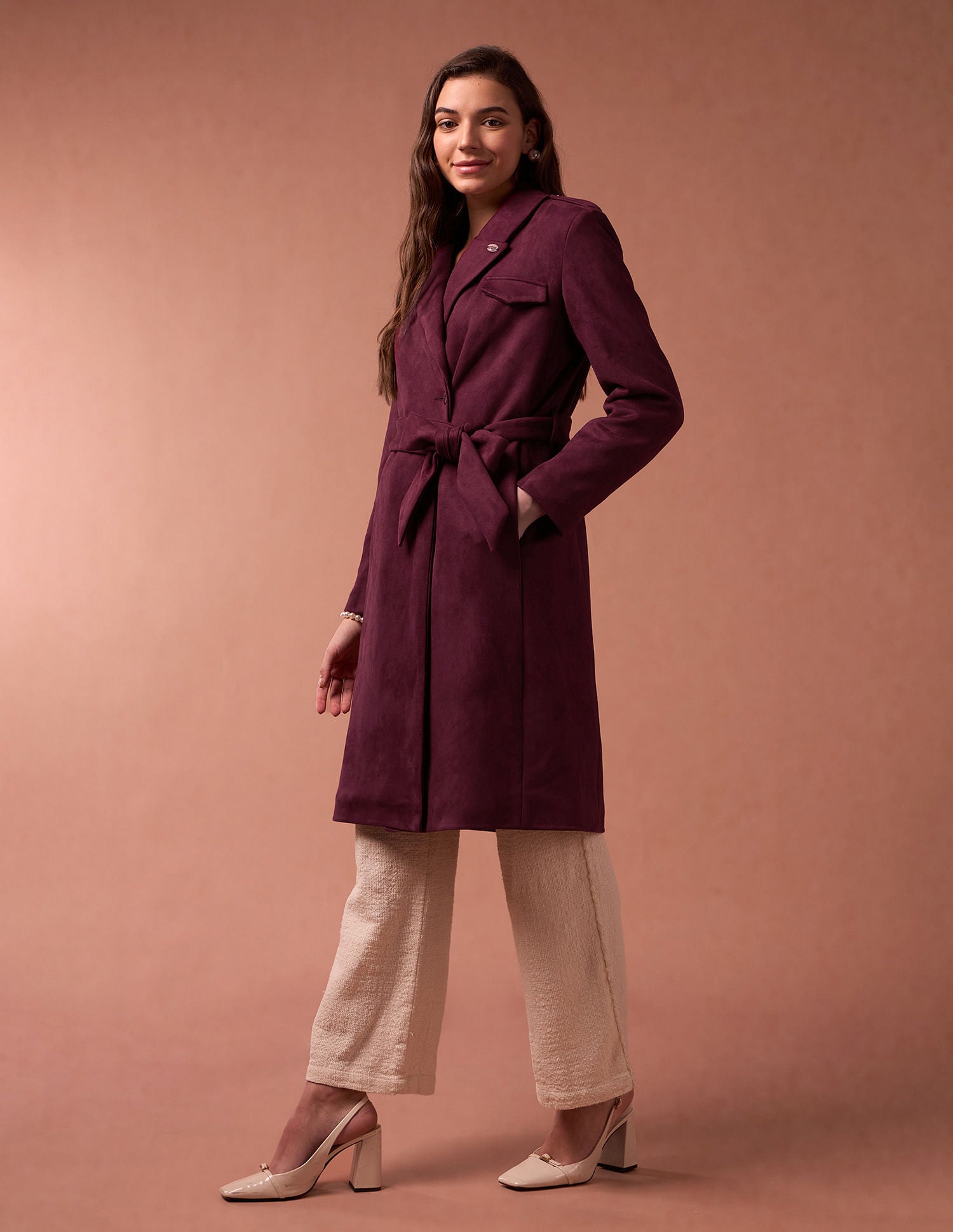 Longline Lapel Collar Jacket Wine - U.S. POLO ASSN. | Large