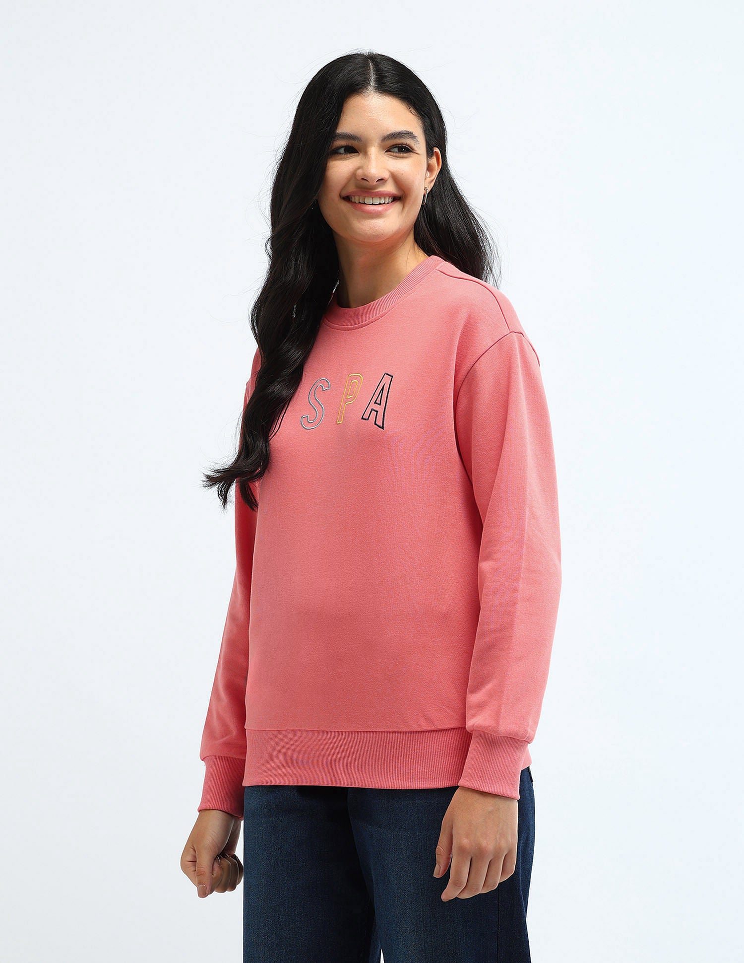 Drop Shoulder Brand Print Sweatshirt Coral - U.S. POLO ASSN. | Large