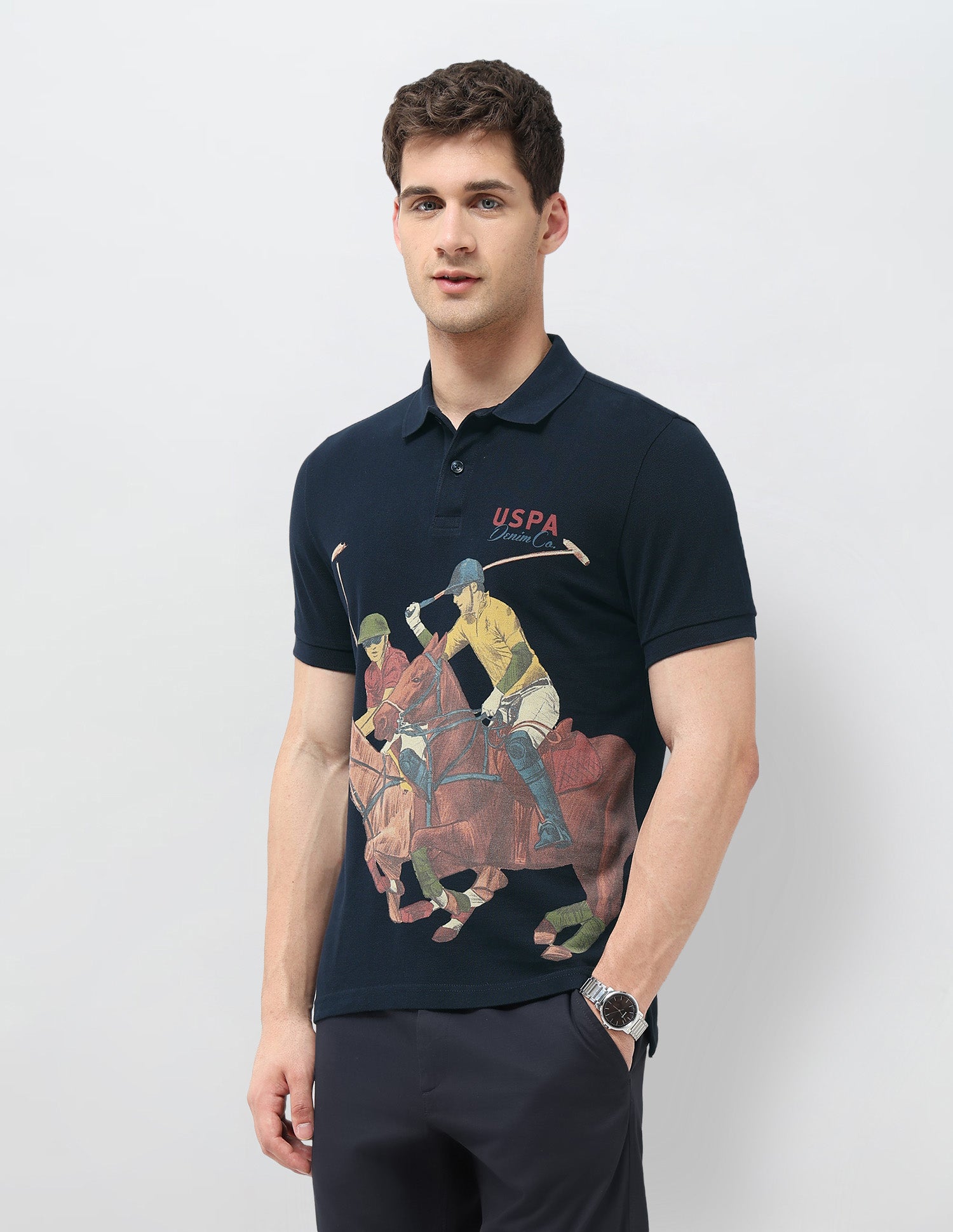 Graphic Printed Regular Fit Polo Shirt Navy - U.S. POLO ASSN. | Large