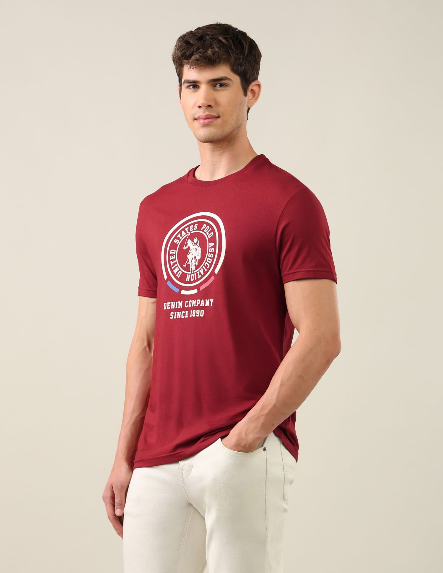 Graphic Brand Printed Regular Fit T-Shirt Red - U.S. Polo Assn. India | Large