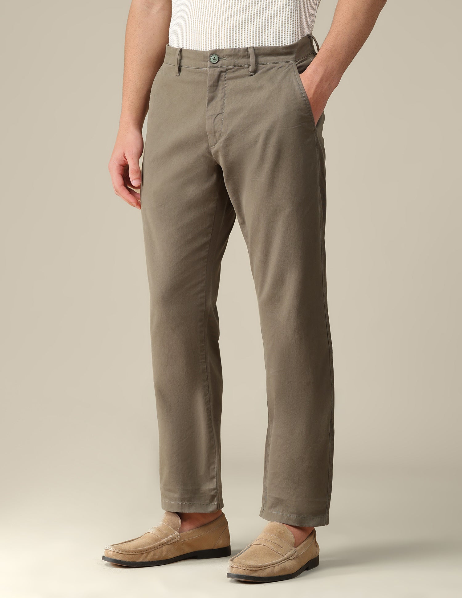 Riley straight fit Twill Trousers Light Olive - U.S. Polo Assn. India | Large