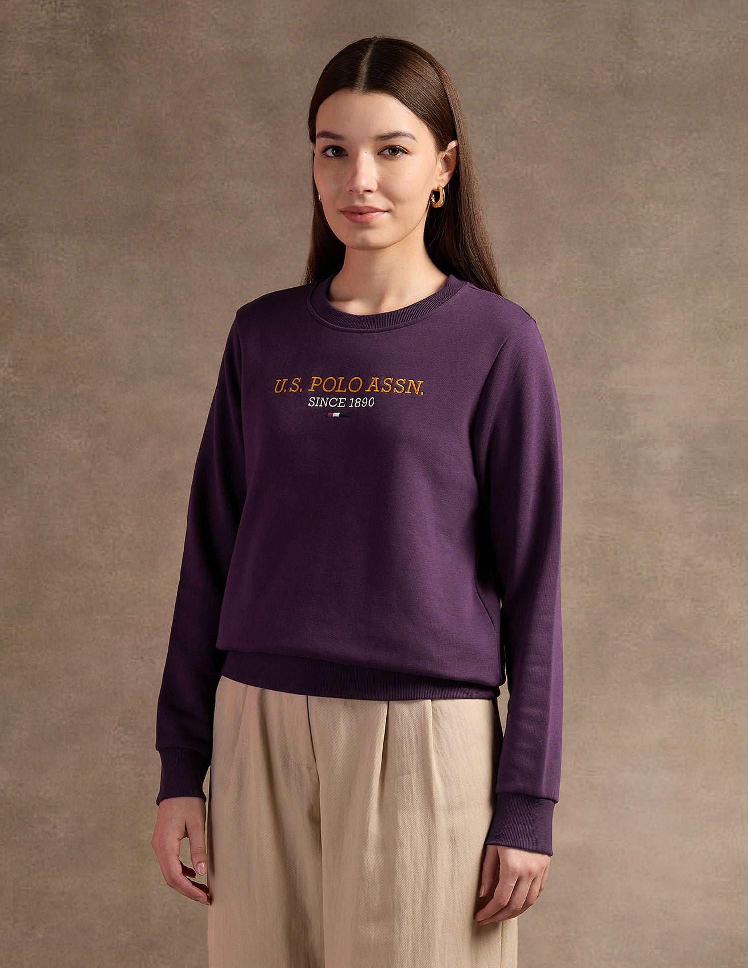 Hd Print Regular Fit Sweatshirt Wine - U.S. Polo Assn. India | Large