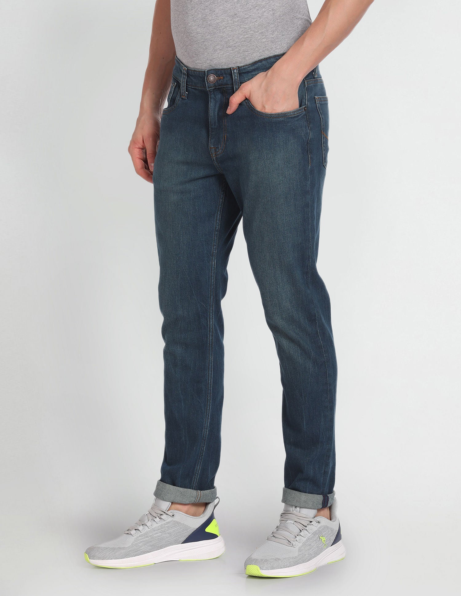 Brandon Slim Tapered Fit Blue Jeans Blue - U.S. POLO ASSN. | Large