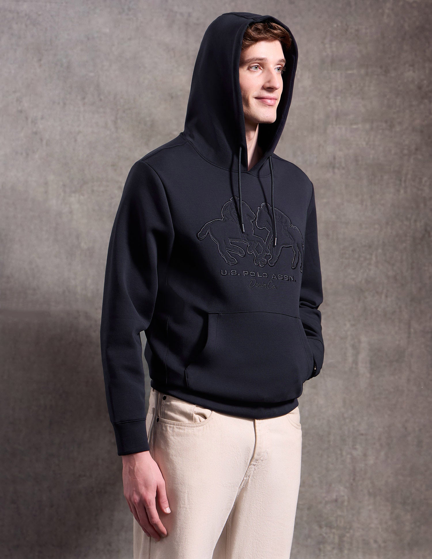 Graphic Embossed Black & Gold Sweatshirt Navy - U.S. POLO ASSN. | Large