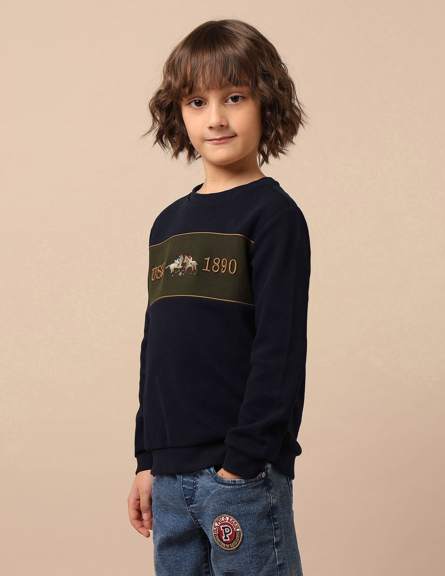 Boys Brand Embroidered Mini Me Sweatshirt Navy - U.S. POLO ASSN. | Large