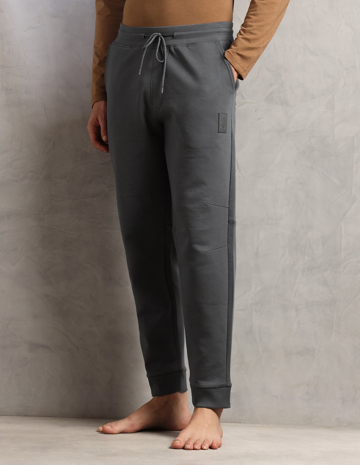 Breathable Mid Rise PJ001-PL Lounge Joggers - Pack Of 1 Iron Gate - U.S. Polo Assn. India | Large