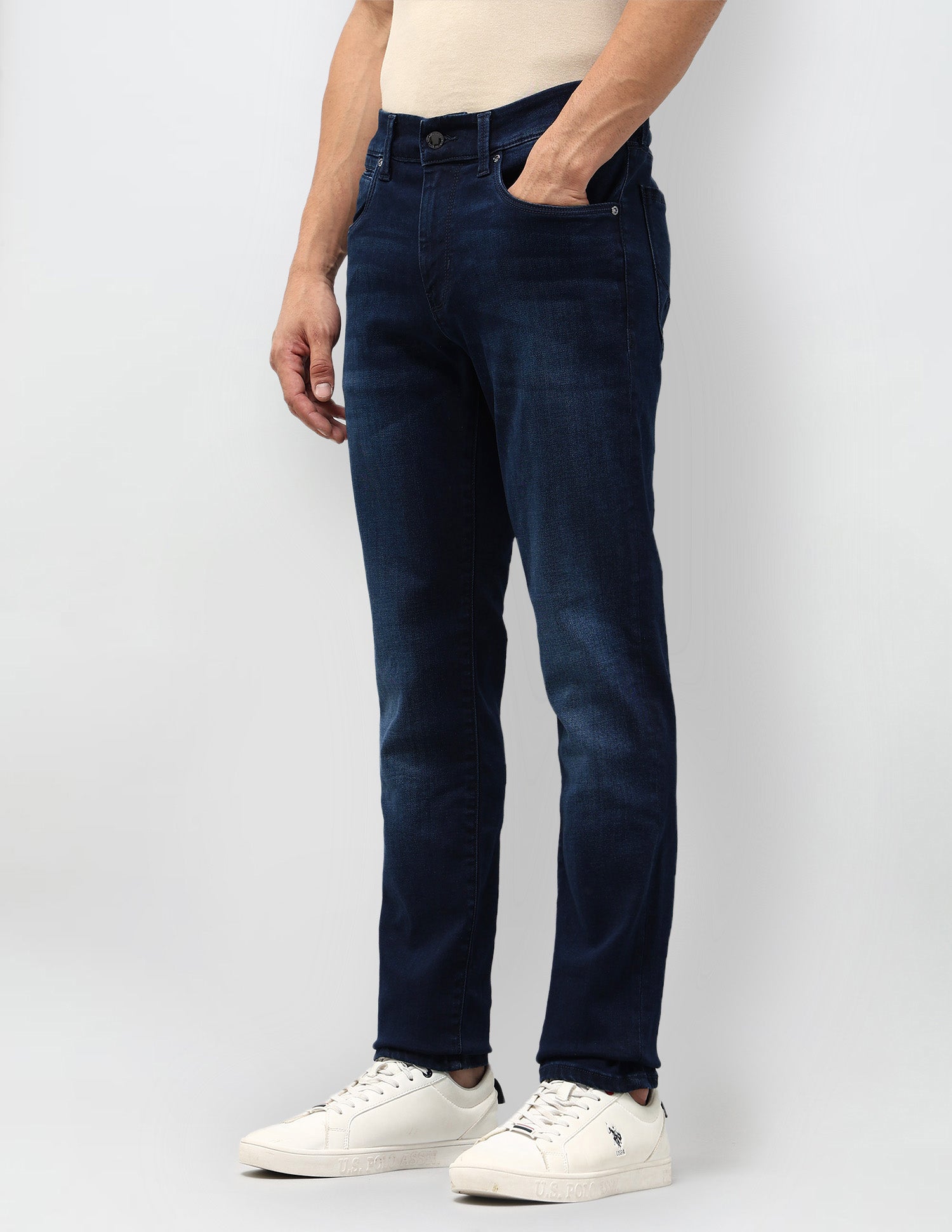 Brandon Slim Tapered Fit Blue Jeans Dark Blue - U.S. POLO ASSN. | Large