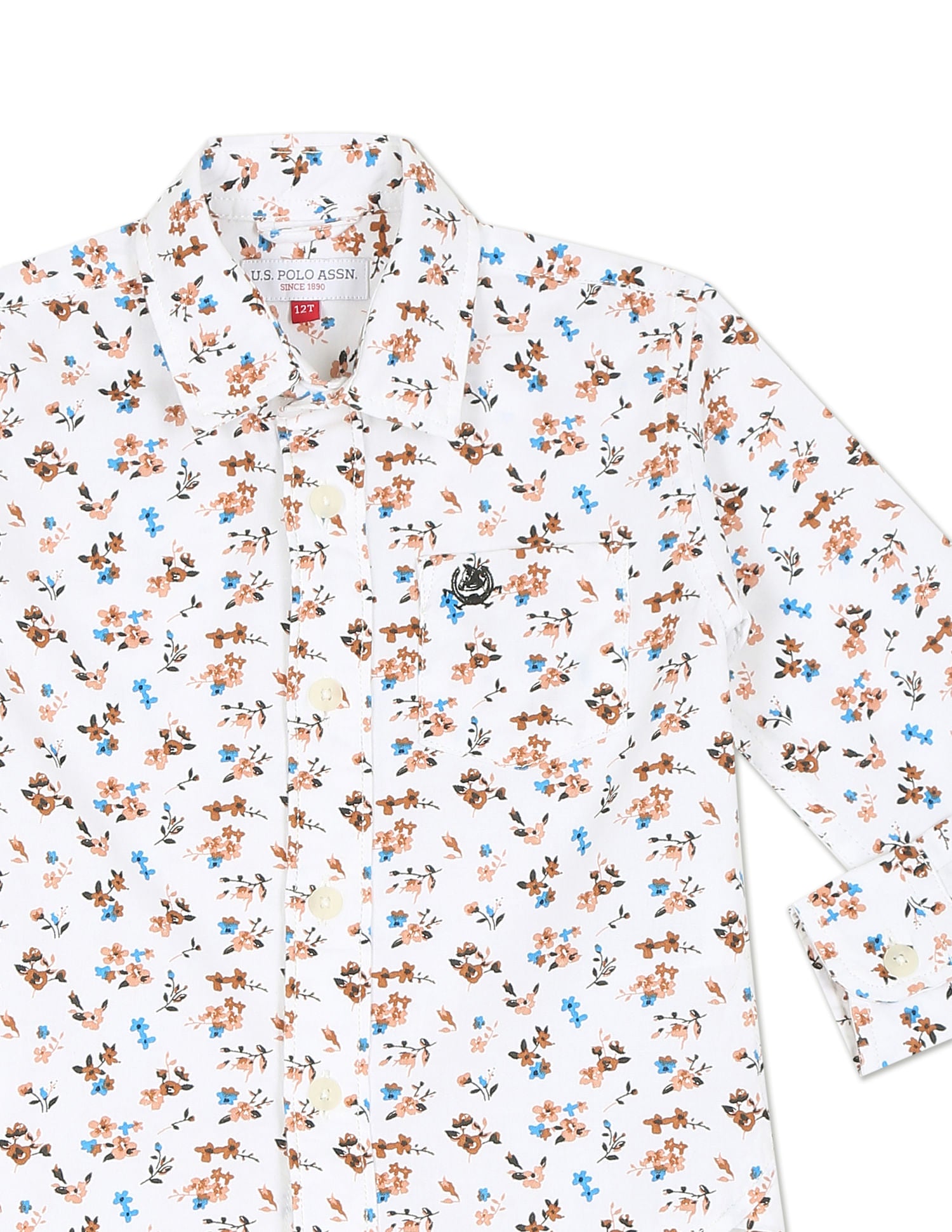 Spread Collar Printed Shirt White - U.S. POLO ASSN. | Large