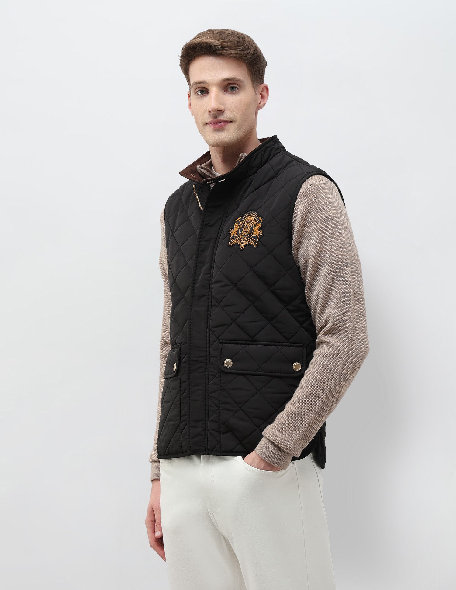High Neck Solid Quilted Jacket Black - U.S. POLO ASSN. | Large