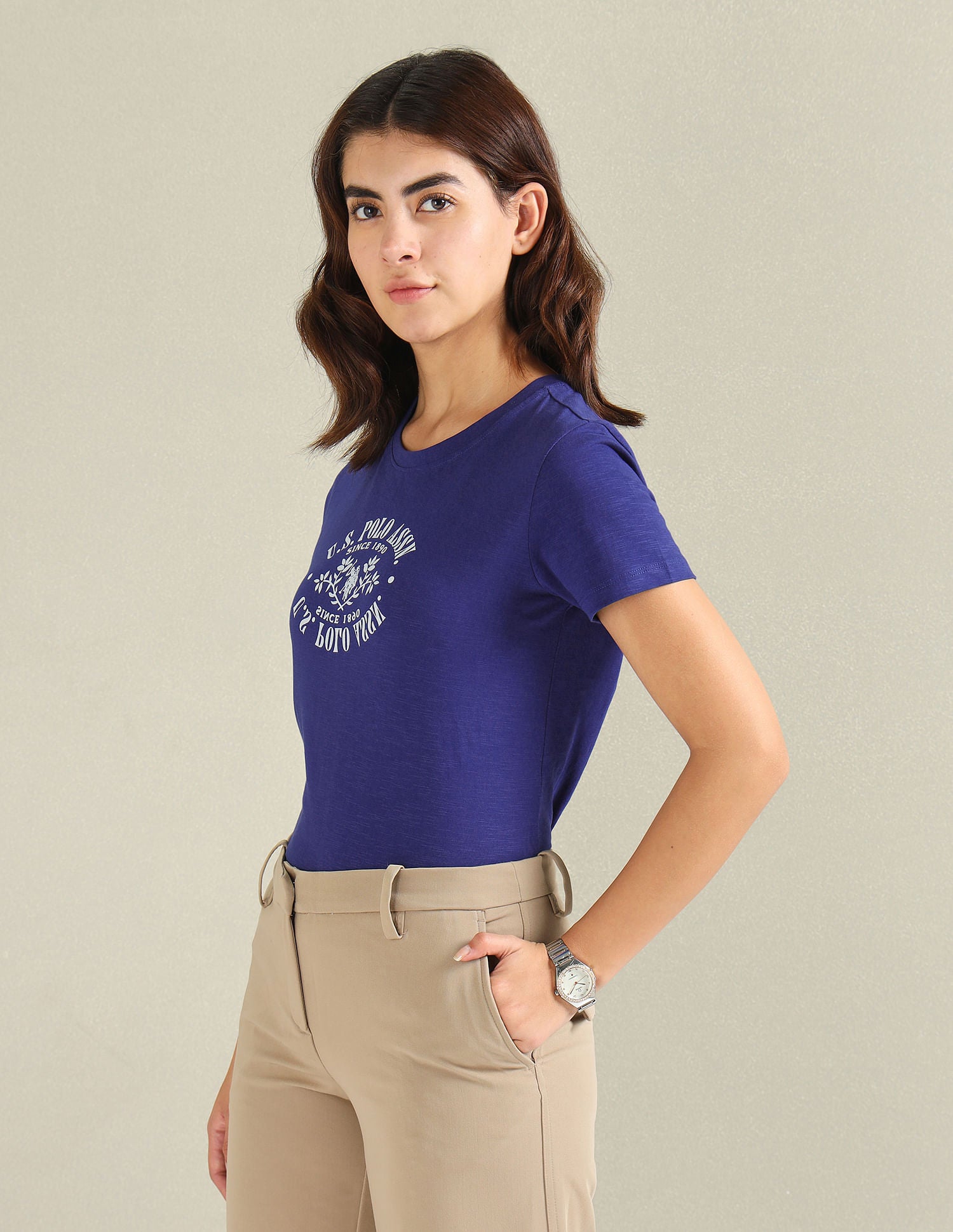 Pure Cotton Brand Print T-Shirt Dark Blue - U.S. POLO ASSN. | Large