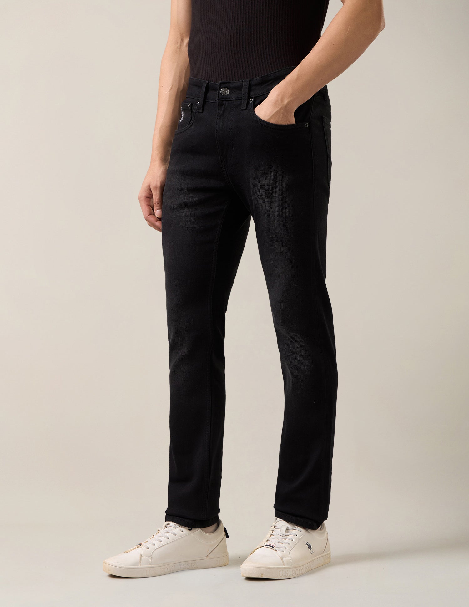 Regallo Skinny Fit Black Jeans Black - U.S. Polo Assn. India | Large