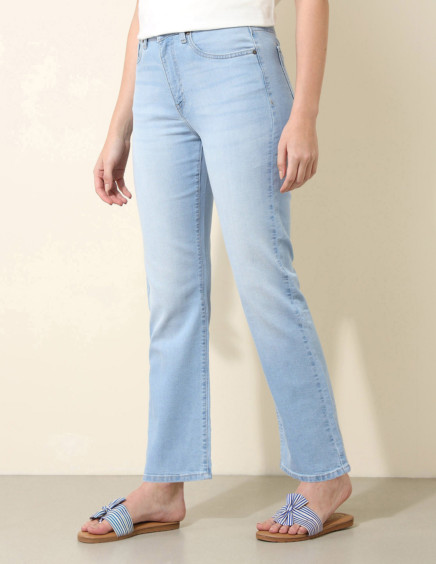 High Rise Straight Fit Cloud Soft Jeans Light Blue - U.S. Polo Assn. India | Large