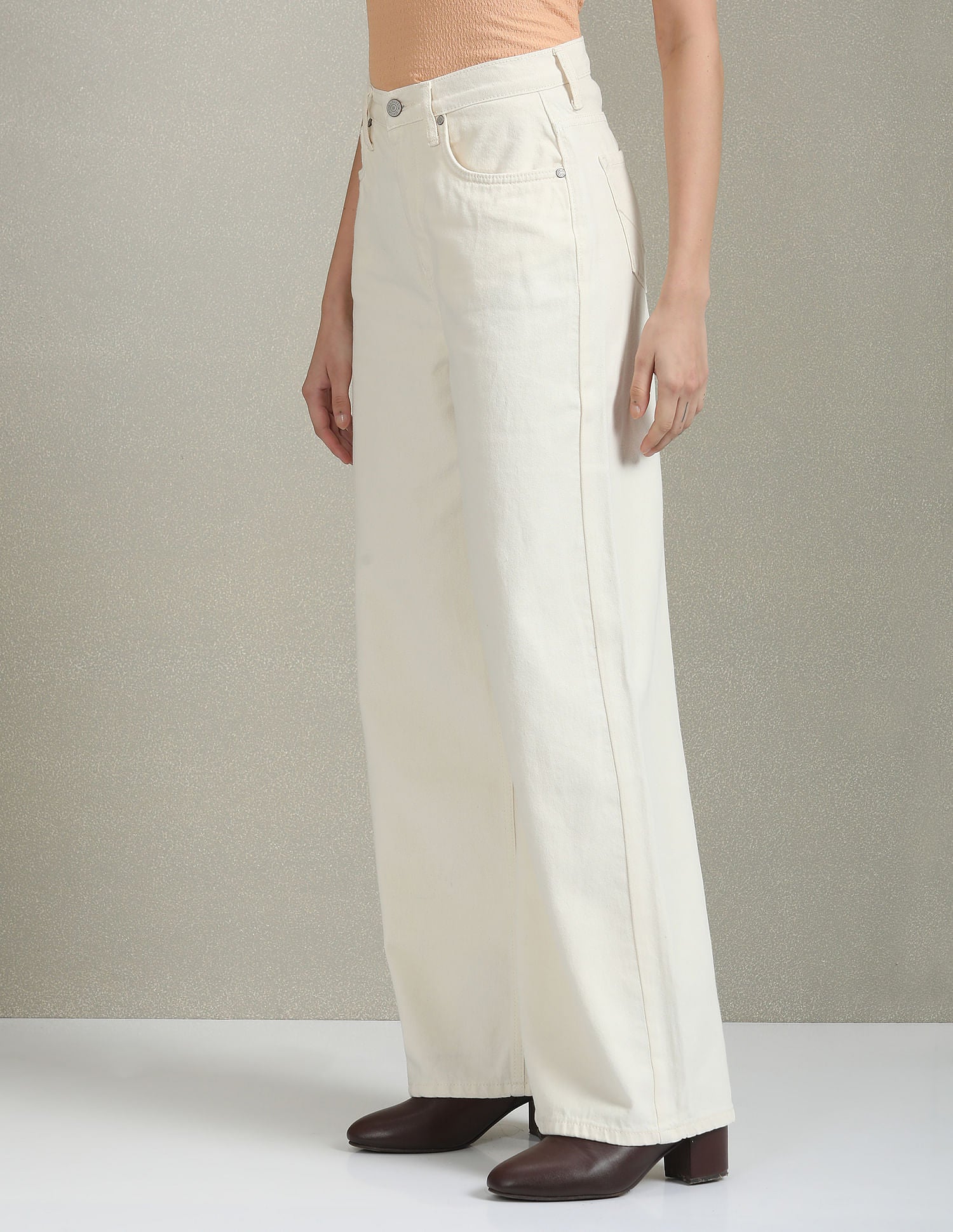 High Rise Wide Leg Jeans White - U.S. POLO ASSN. | Large