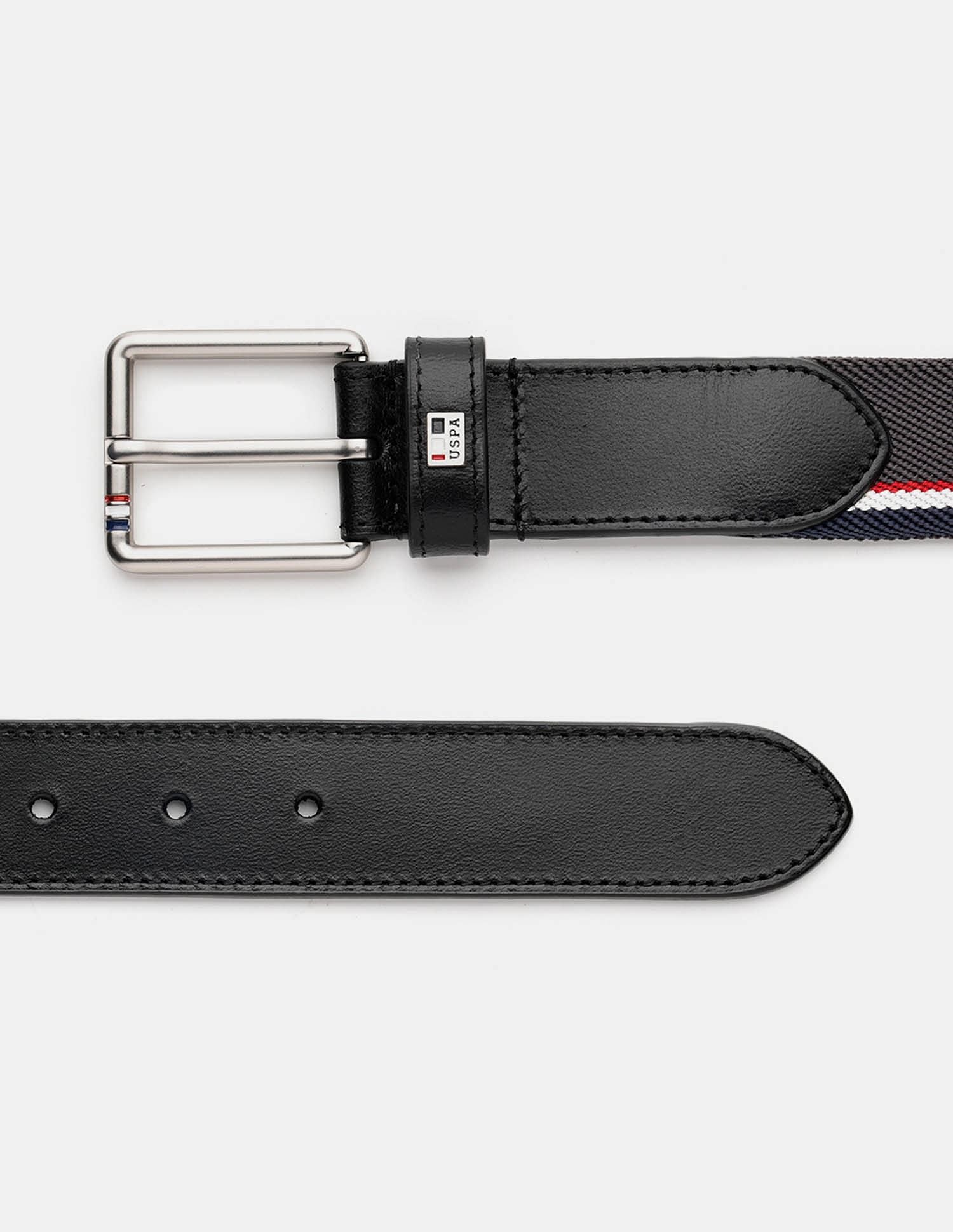 Men Adler Textured Casual Belt Grey - U.S. POLO ASSN. | Large