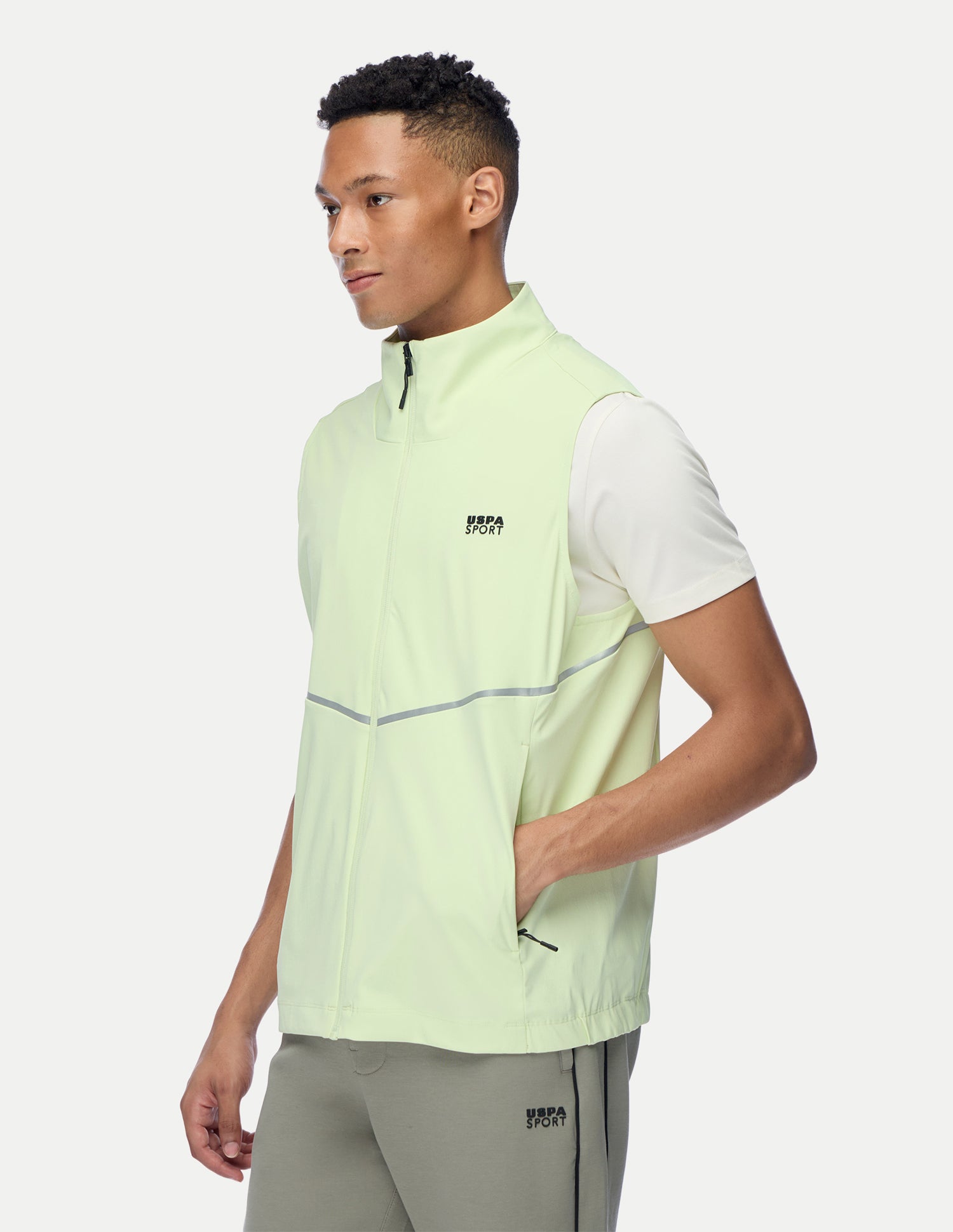 Solid Regular Fit Active Jacket Lime-Green - U.S. Polo Assn. India | Large