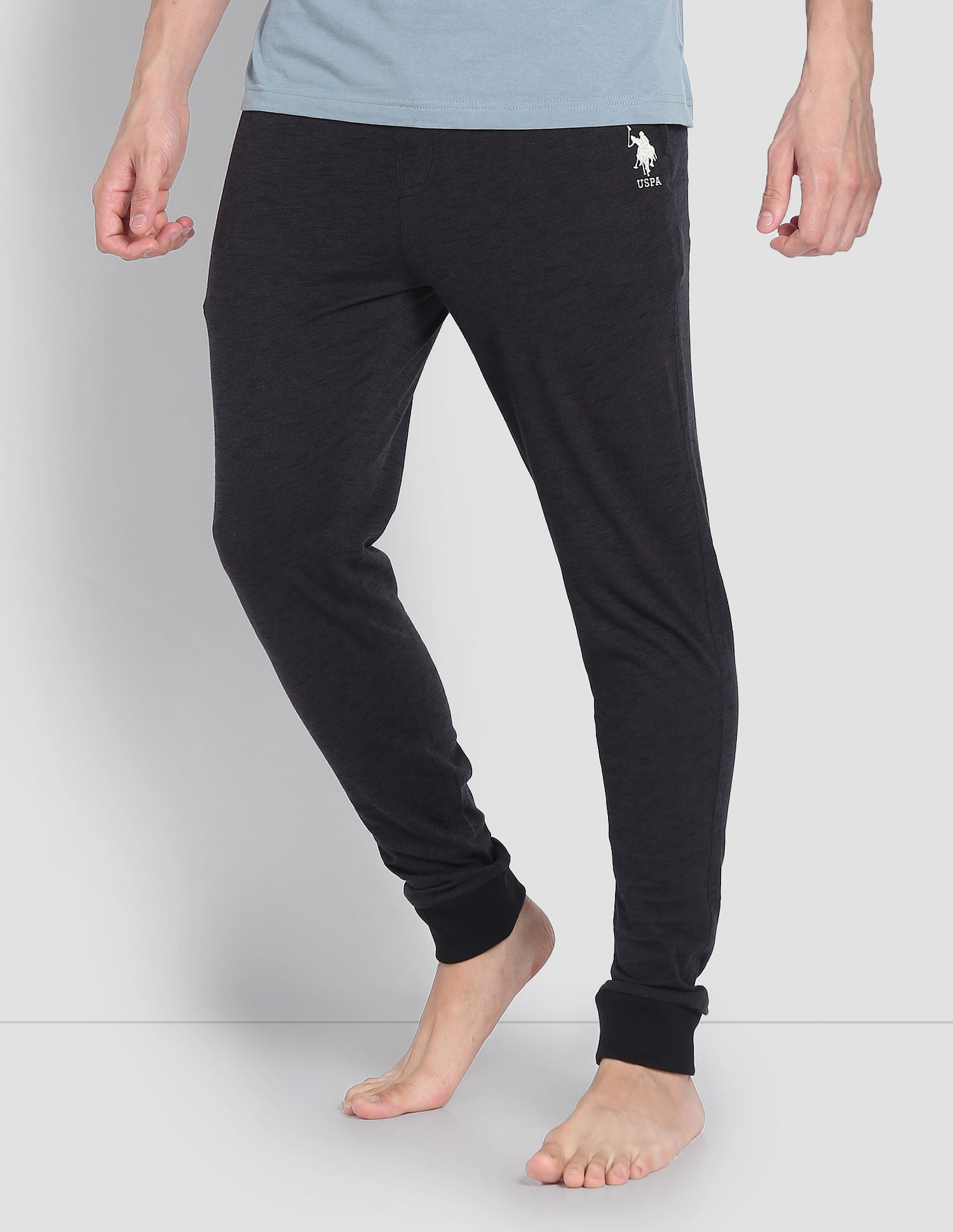 Heathered Drawstring Waist LJ004 Joggers - Pack Of 1 Black - U.S. POLO ASSN. | Large