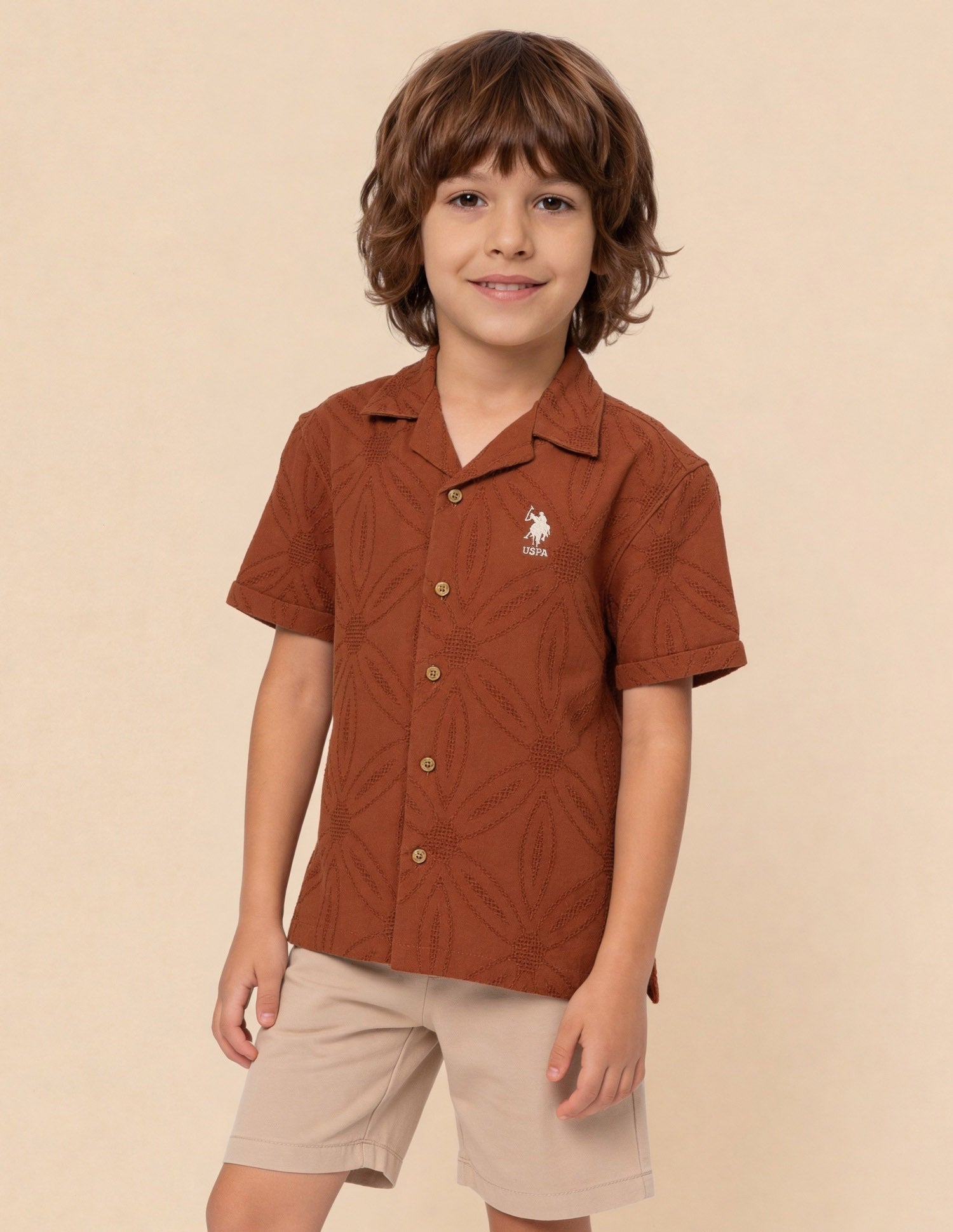 Self Design Floral Camp Shirt Rust - U.S. Polo Assn. India | Large
