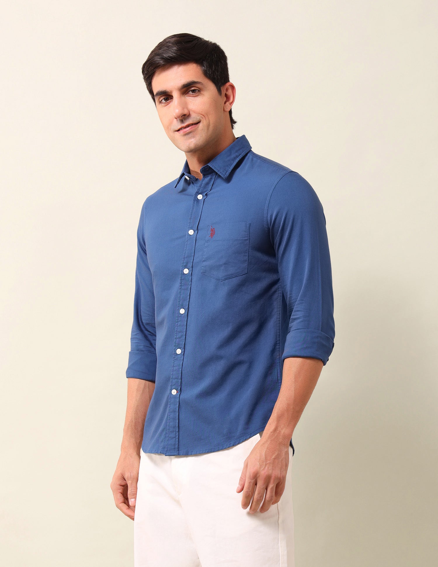 Solid Tailored Fit Shirt Dark Blue - U.S. Polo Assn. India | Large