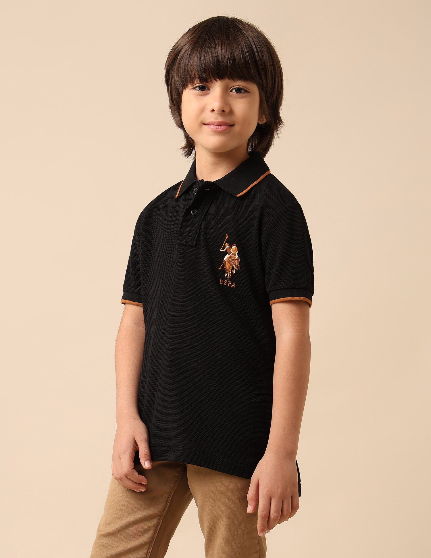 Boys Graphic Brand Printed Polo Shirt Black - U.S. POLO ASSN. | Large