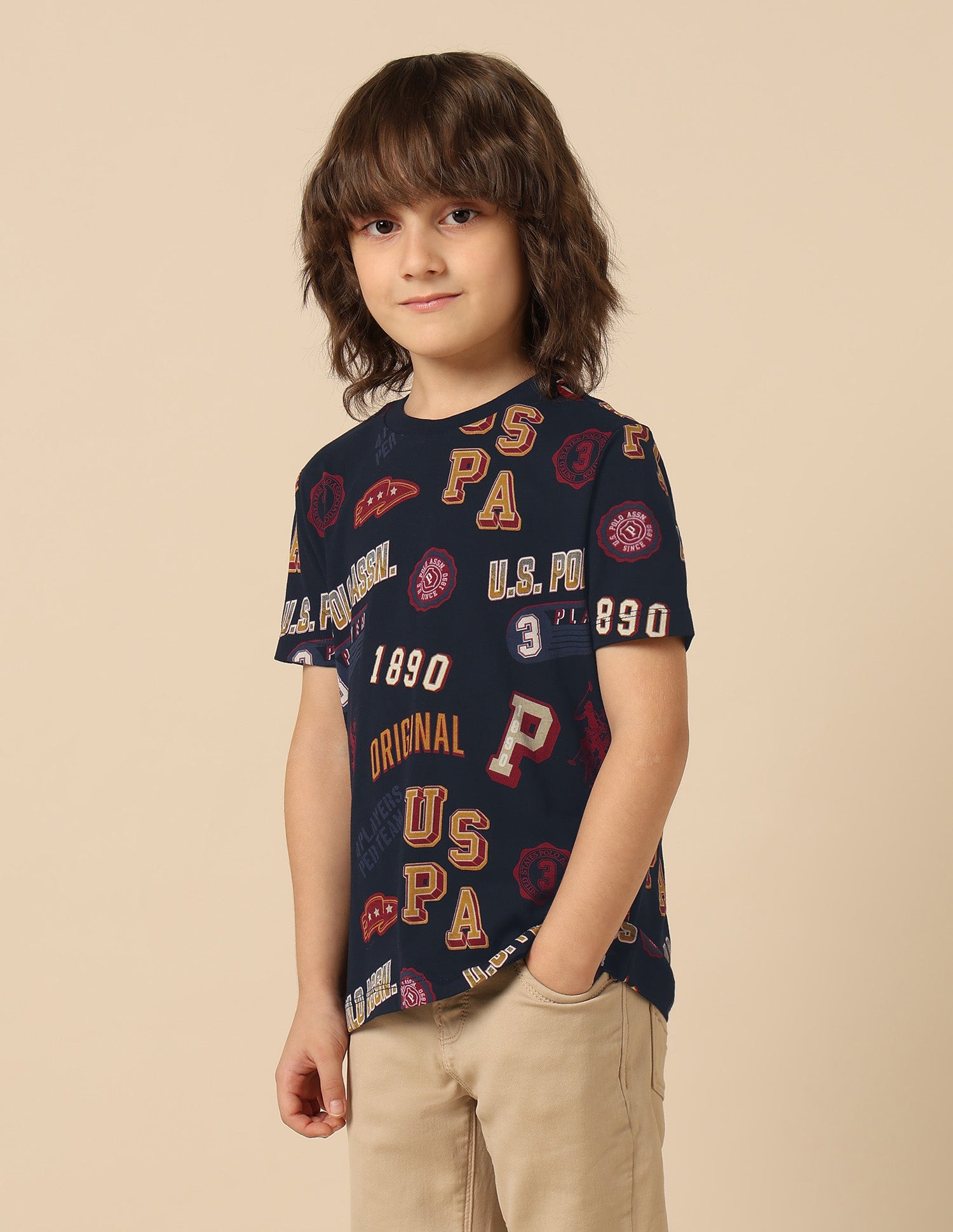 Boys Graphic Printed Pure Cotton T Shirt Navy - U.S. POLO ASSN. | Large
