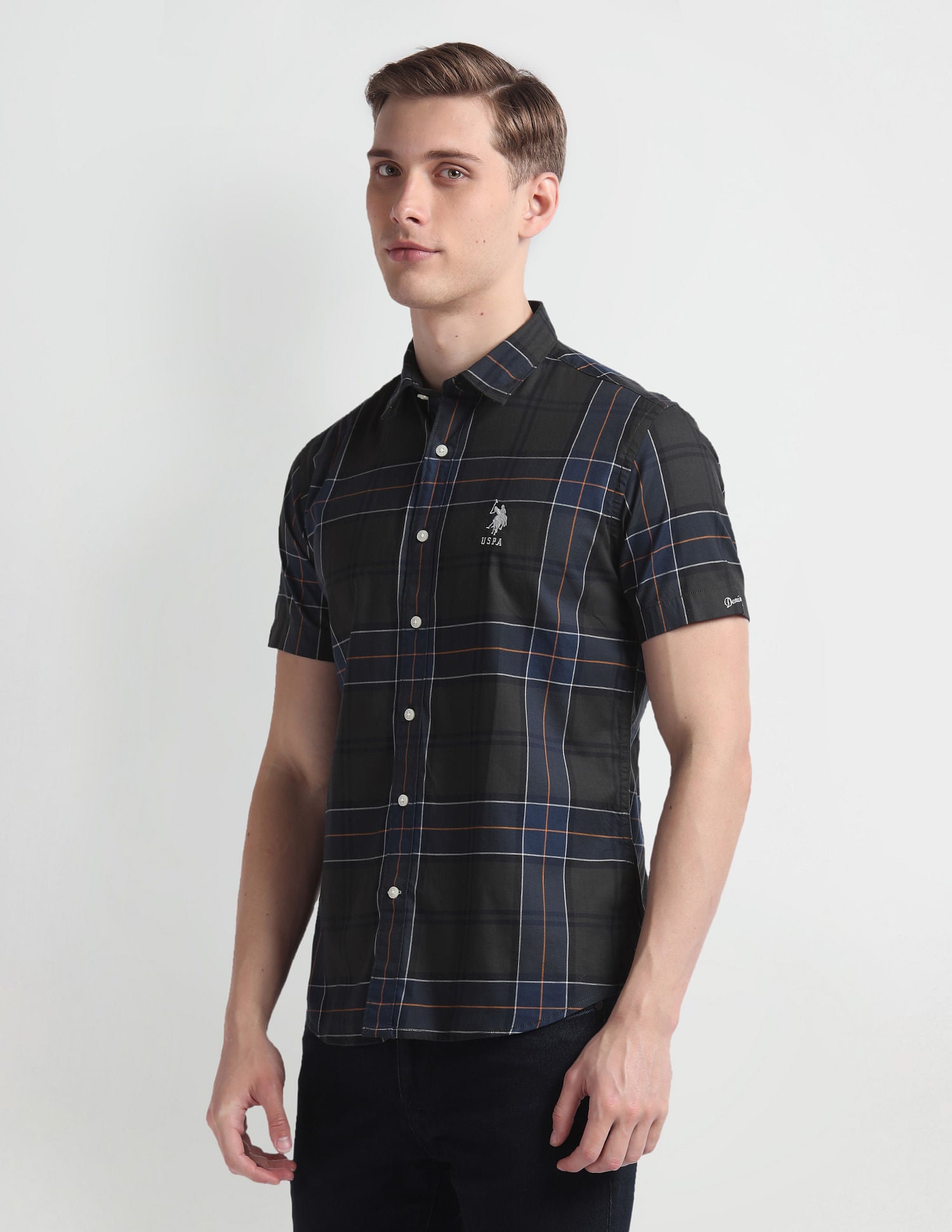 Tartan Check Cotton Shirt Navy - U.S. Polo Assn. India | Large