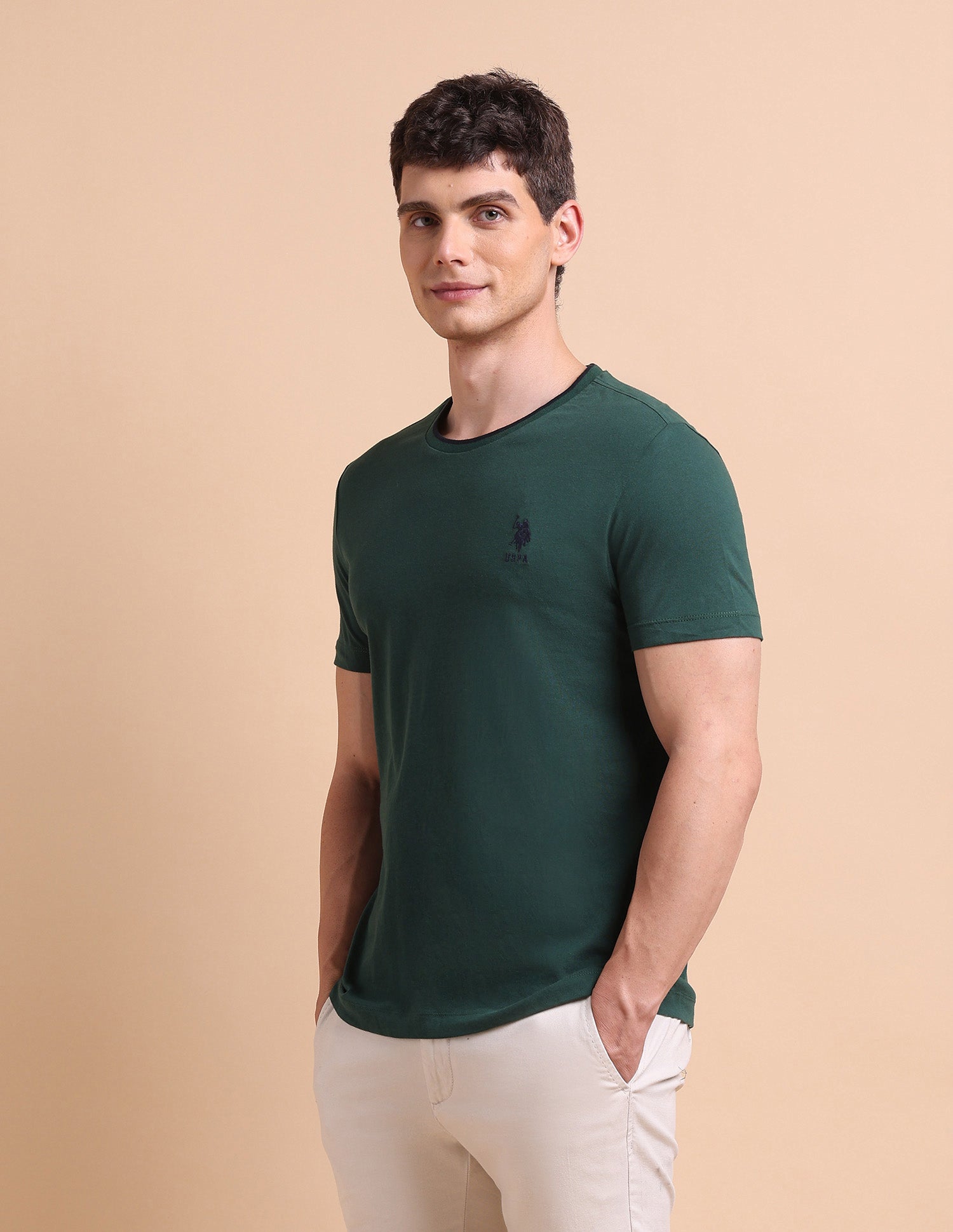 Stretchy Tipped T-Shirt Green - U.S. POLO ASSN. | Large