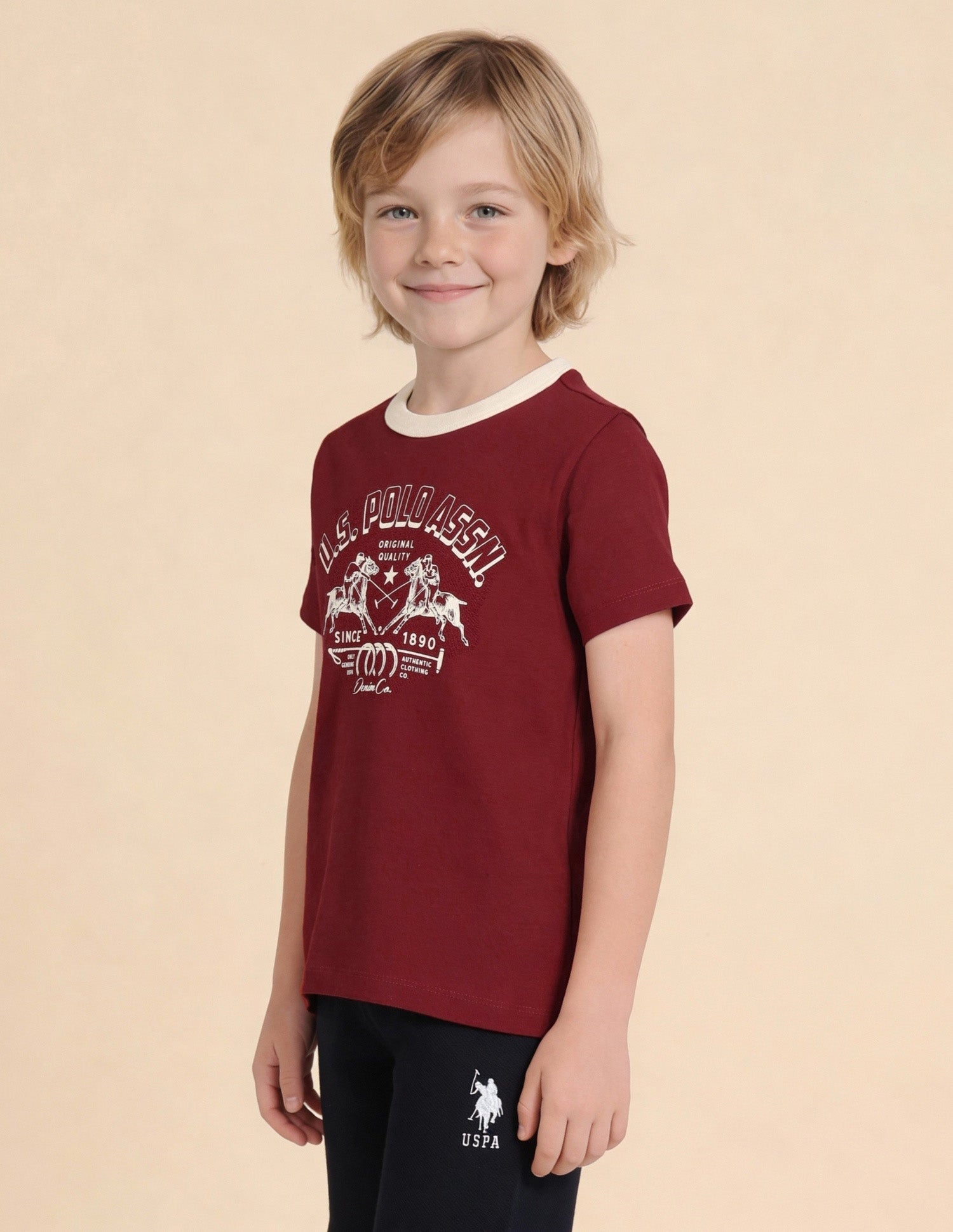 Graphic Brand Printed Regular Fit T-Shirt Dark Red - U.S. Polo Assn. India | Large