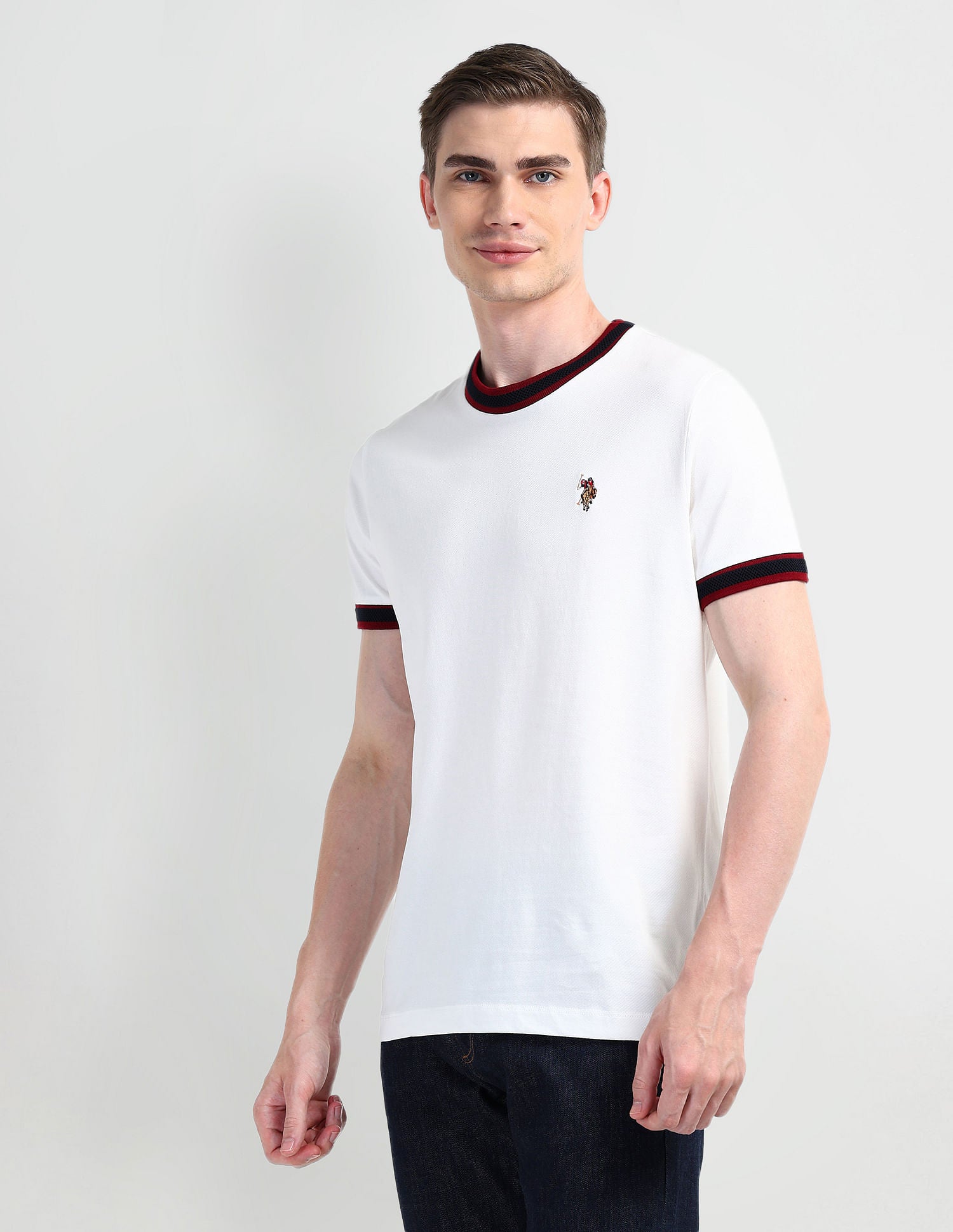 Solid Cotton T-Shirt Ivory - U.S. POLO ASSN. | Large