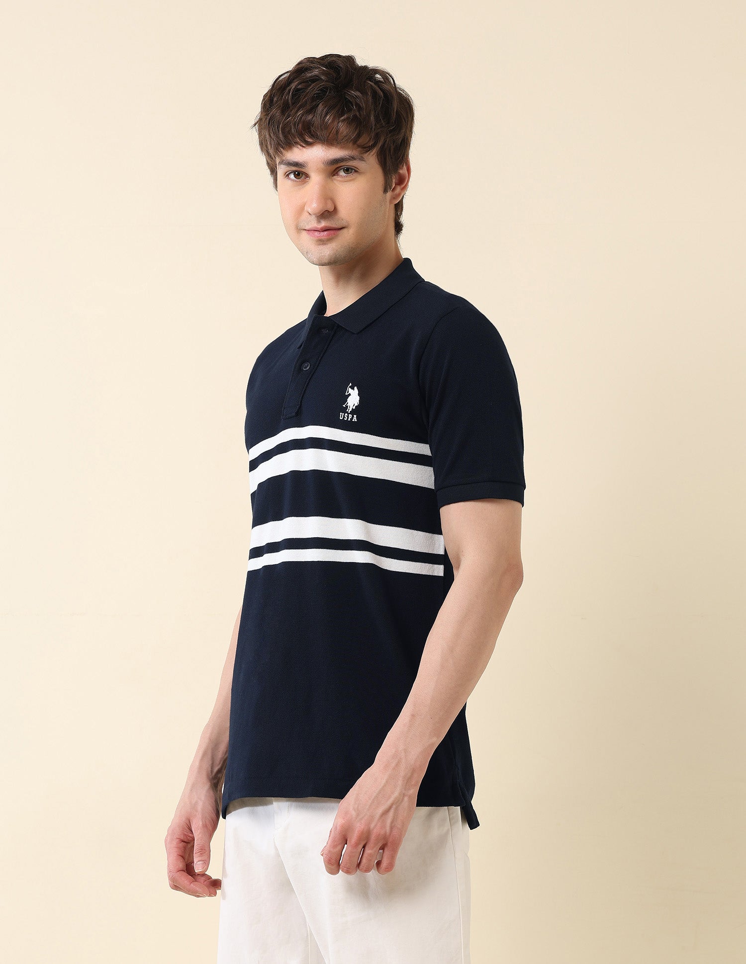 Horizontal Striped Classic Polo Shirt Navy - U.S. Polo Assn. India | Large