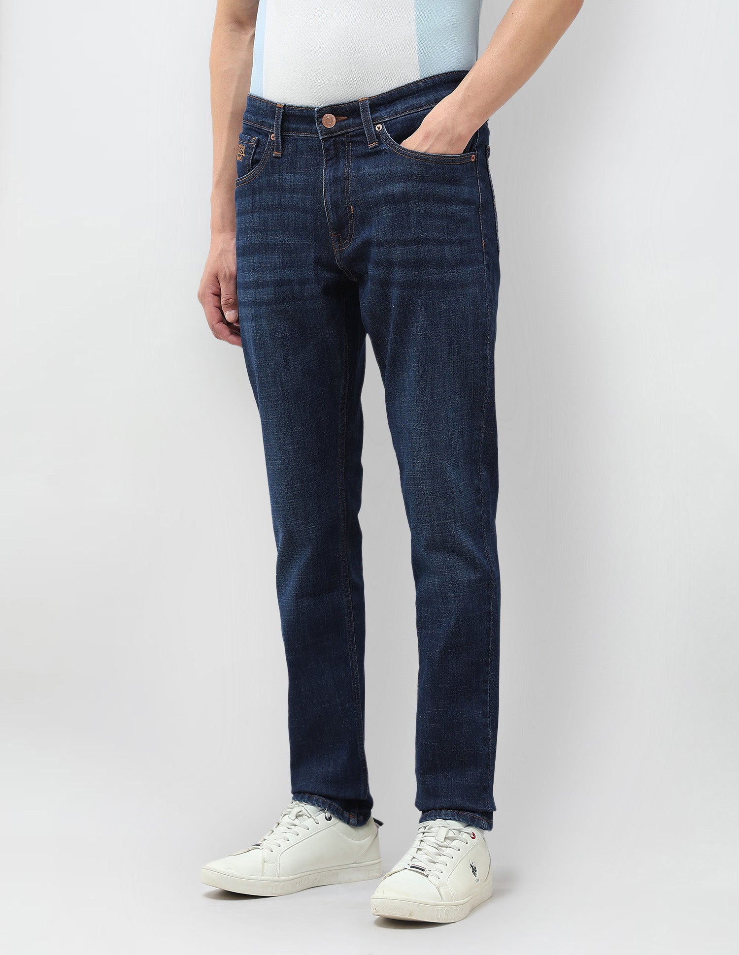 Brandon Slim Tapered Fit Blue Jeans Dark Blue - U.S. POLO ASSN. | Large