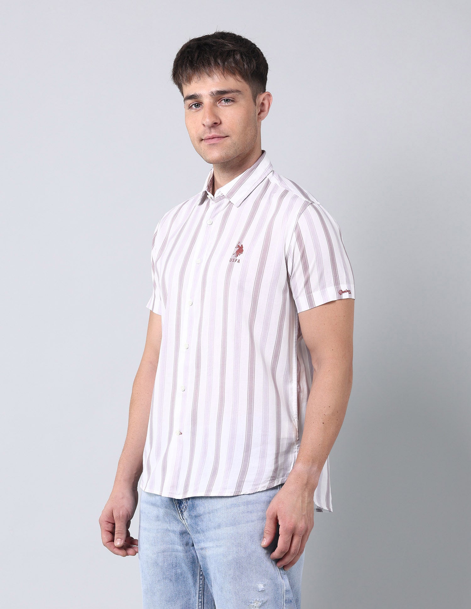 Vertical Striped Regular Fit Shirt Pink - U.S. Polo Assn. India | Large
