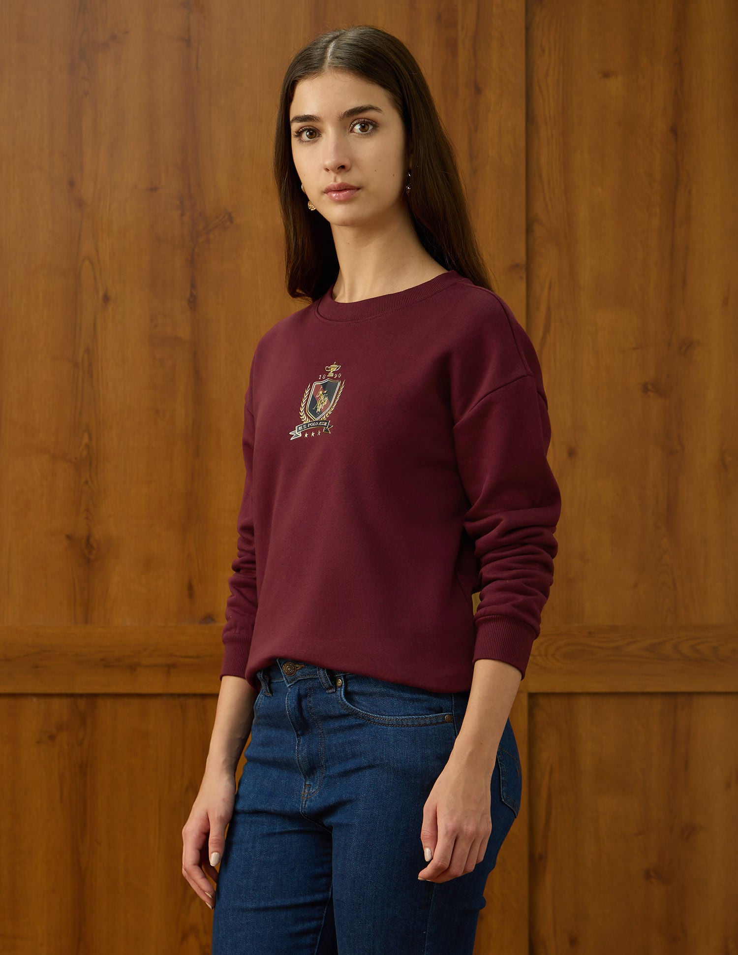 Brand Applique Regular Fit Sweatshirt Purple - U.S. POLO ASSN. | Large