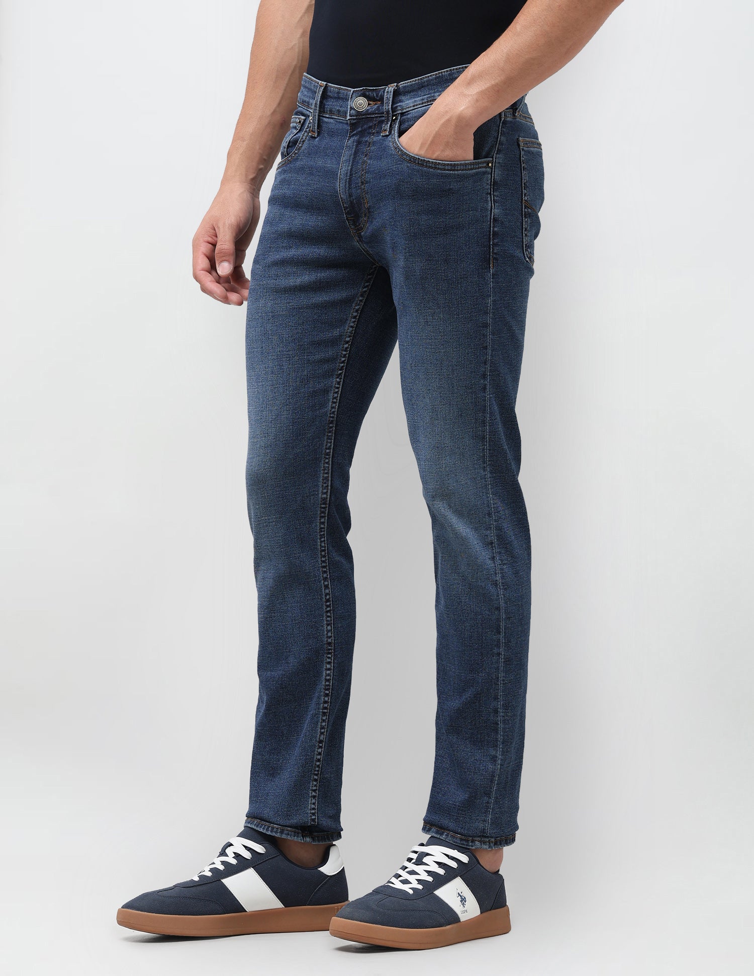 Regallo Skinny Fit Blue Jeans Dark Blue - U.S. Polo Assn. India | Large