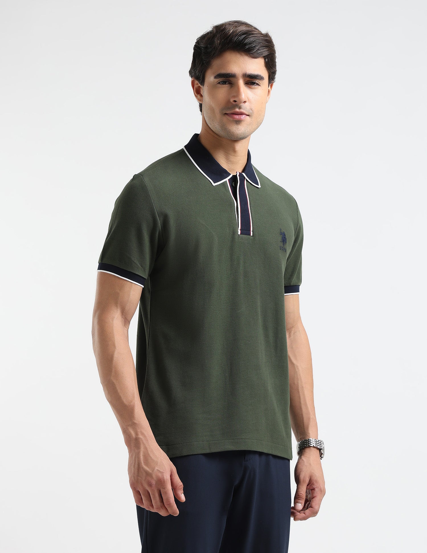 Pure Cotton Slim Fit Polo Shirt Dark Green - U.S. POLO ASSN. | Large
