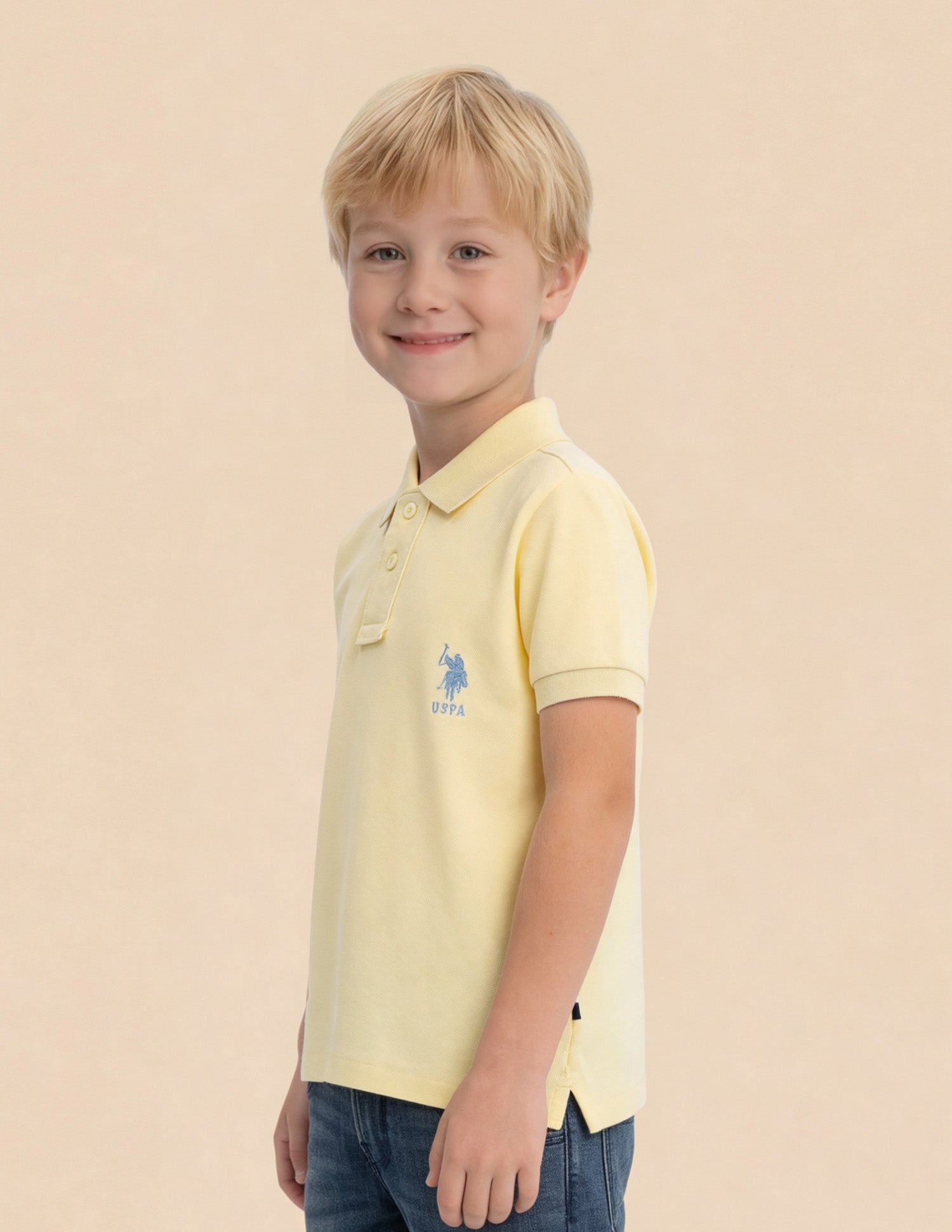 Boys Solid Regular Fit Polo Shirt Light Yellow - U.S. Polo Assn. India | Large