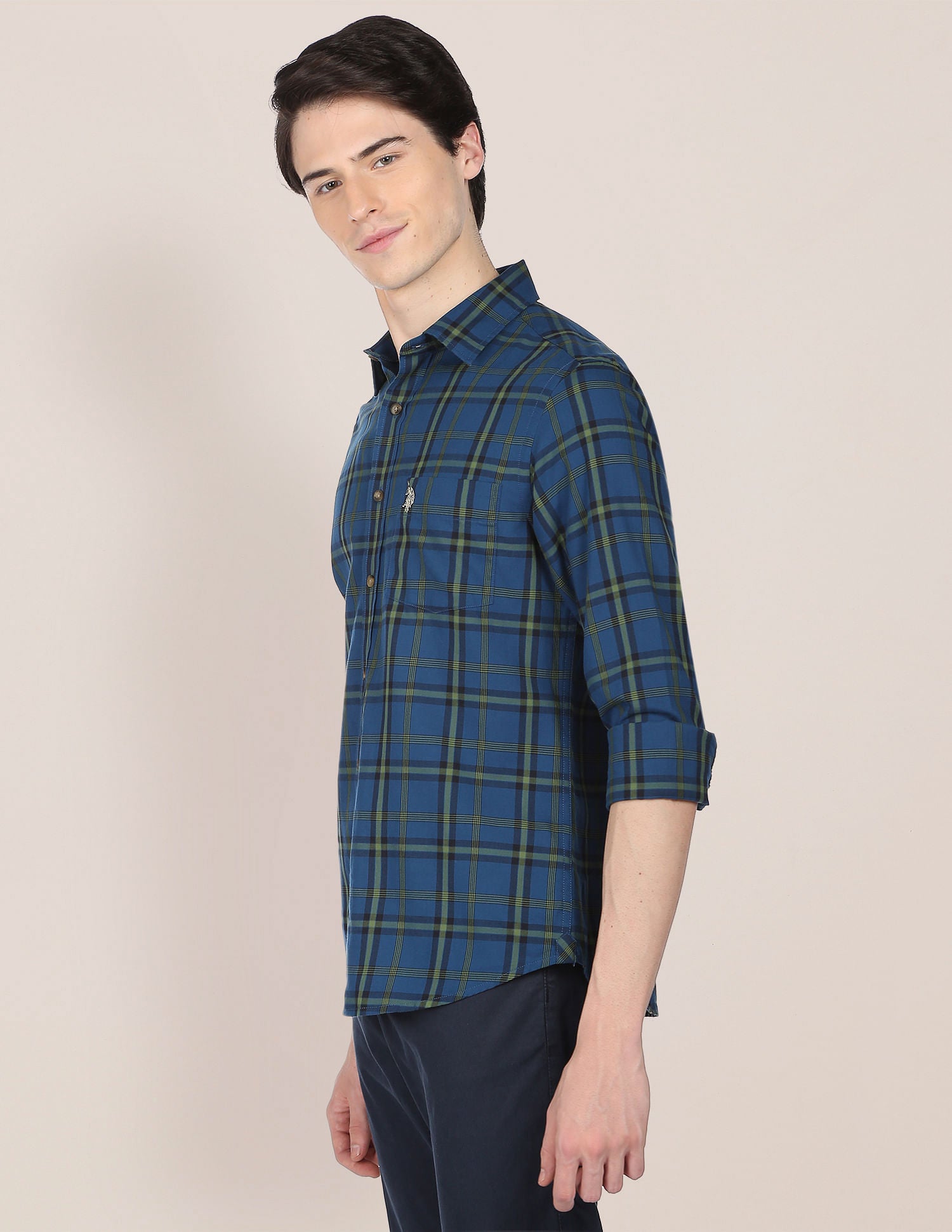 Tartan Check Twill Casual Shirt Navy - U.S. Polo Assn. India | Large