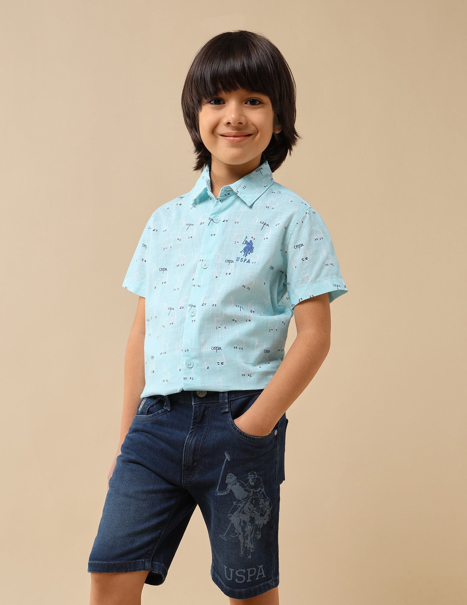 Boys Conversational Brand Printed Shirt Blue - U.S. POLO ASSN. | Large