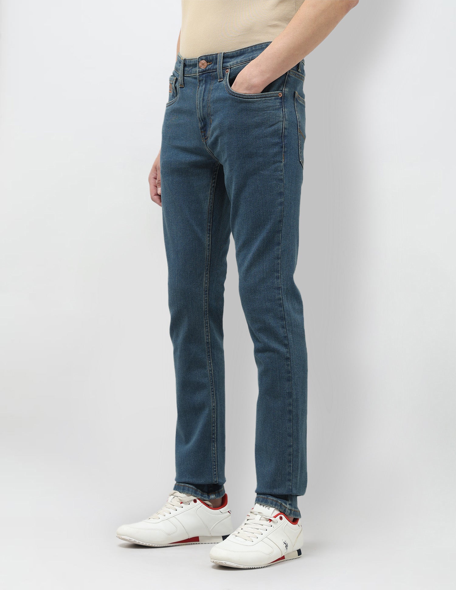 Regallo Skinny Fit Blue Jeans Mid wash - U.S. Polo Assn. India | Large