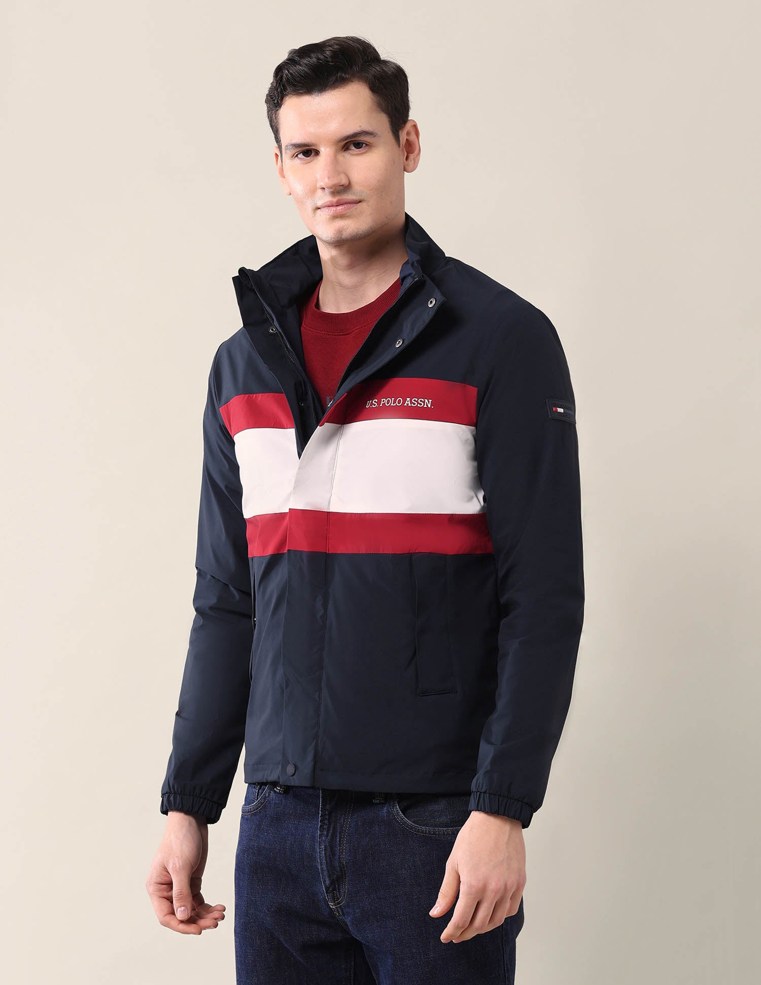Colourblocked Regular Fit Jacket Navy - U.S. POLO ASSN. | Large
