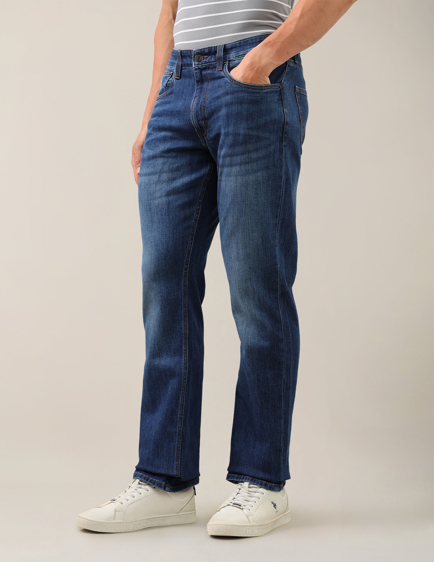 Harold Slim Straight Fit Blue Jeans Blue - U.S. Polo Assn. India | Large