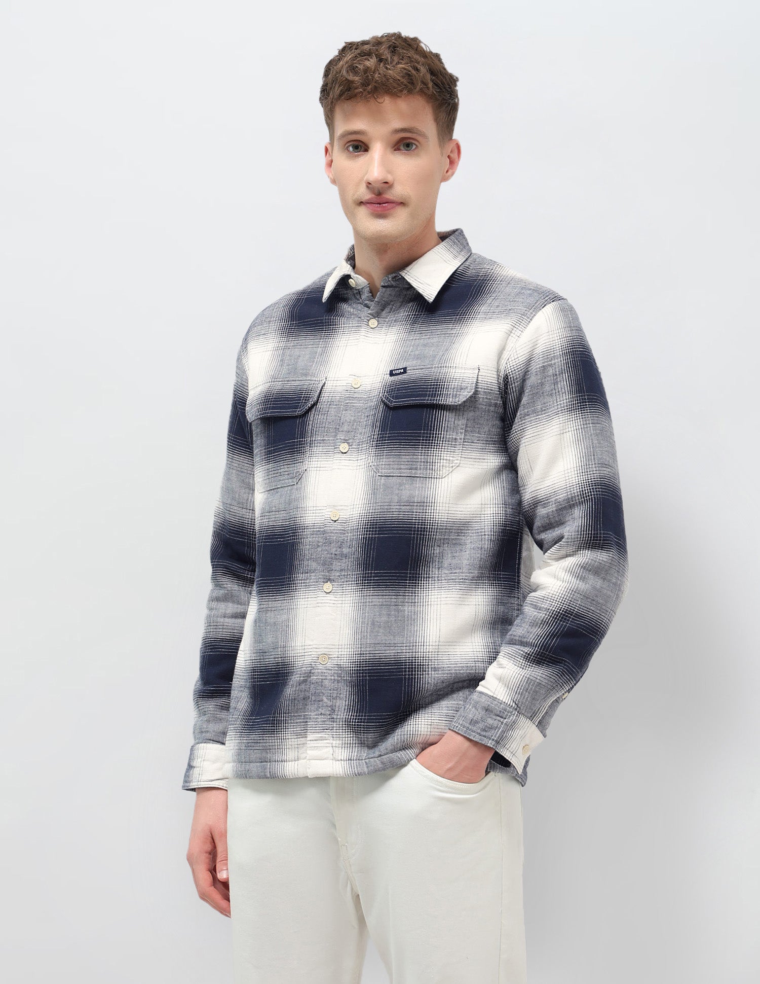 Tartan Checked Slim Fit Shirt Navy - U.S. POLO ASSN. | Large