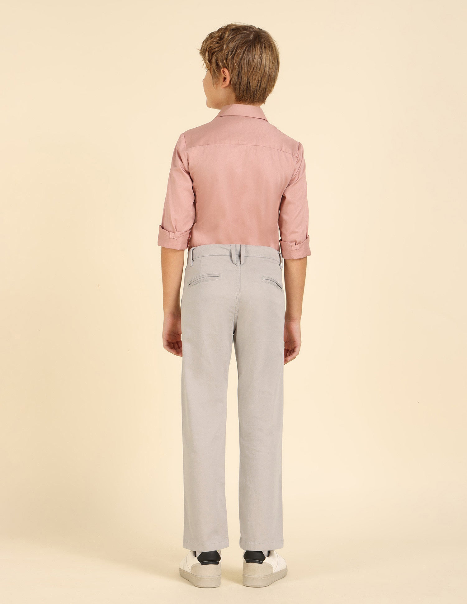 Boys Solid Slim Fit Trousers Light Khaki - U.S. POLO ASSN. | Large