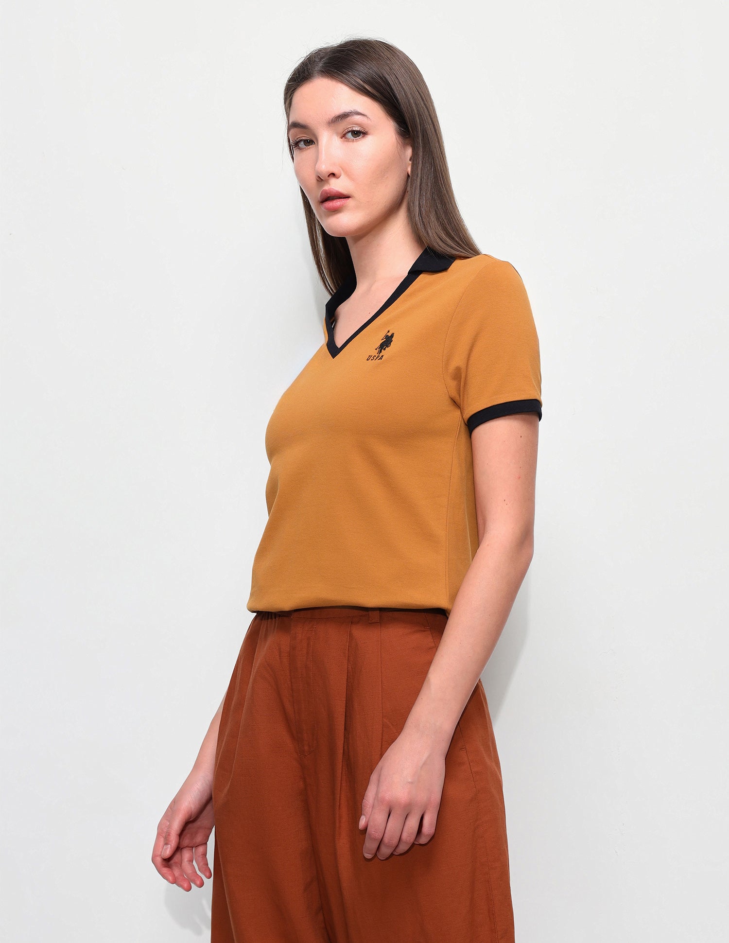 Solid Regular Fit Polo Shirt Orange - U.S. Polo Assn. India | Large